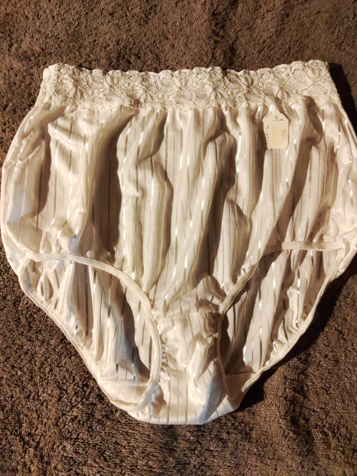 Vintage Bestform Brief „Bright Stripes” Panties Wide Lace Silky Soft Sz.6