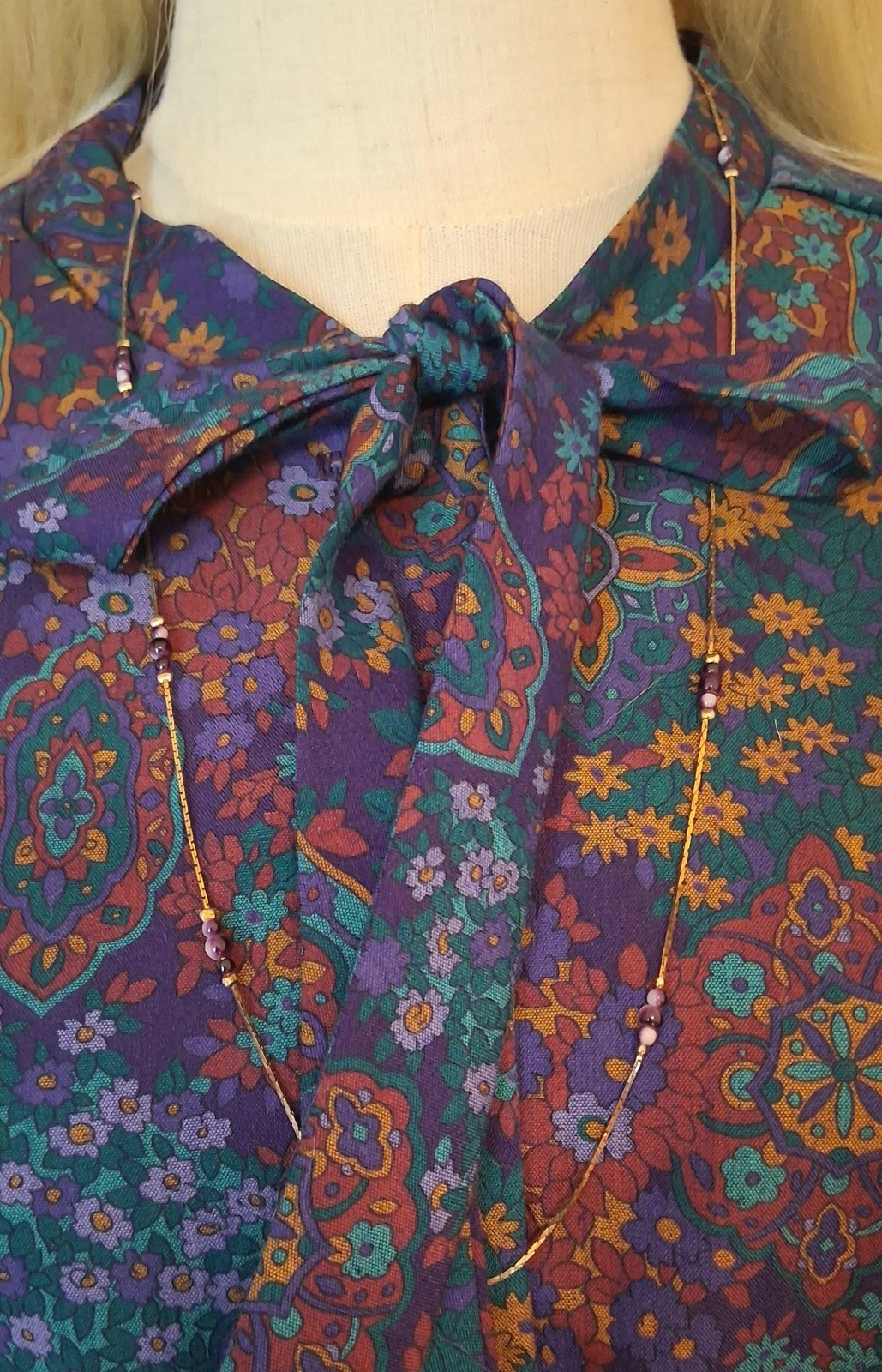 Vintage 1970s British Lady Union-Made Psychedelic Paisley Boho Mod Dress, s 18.5
