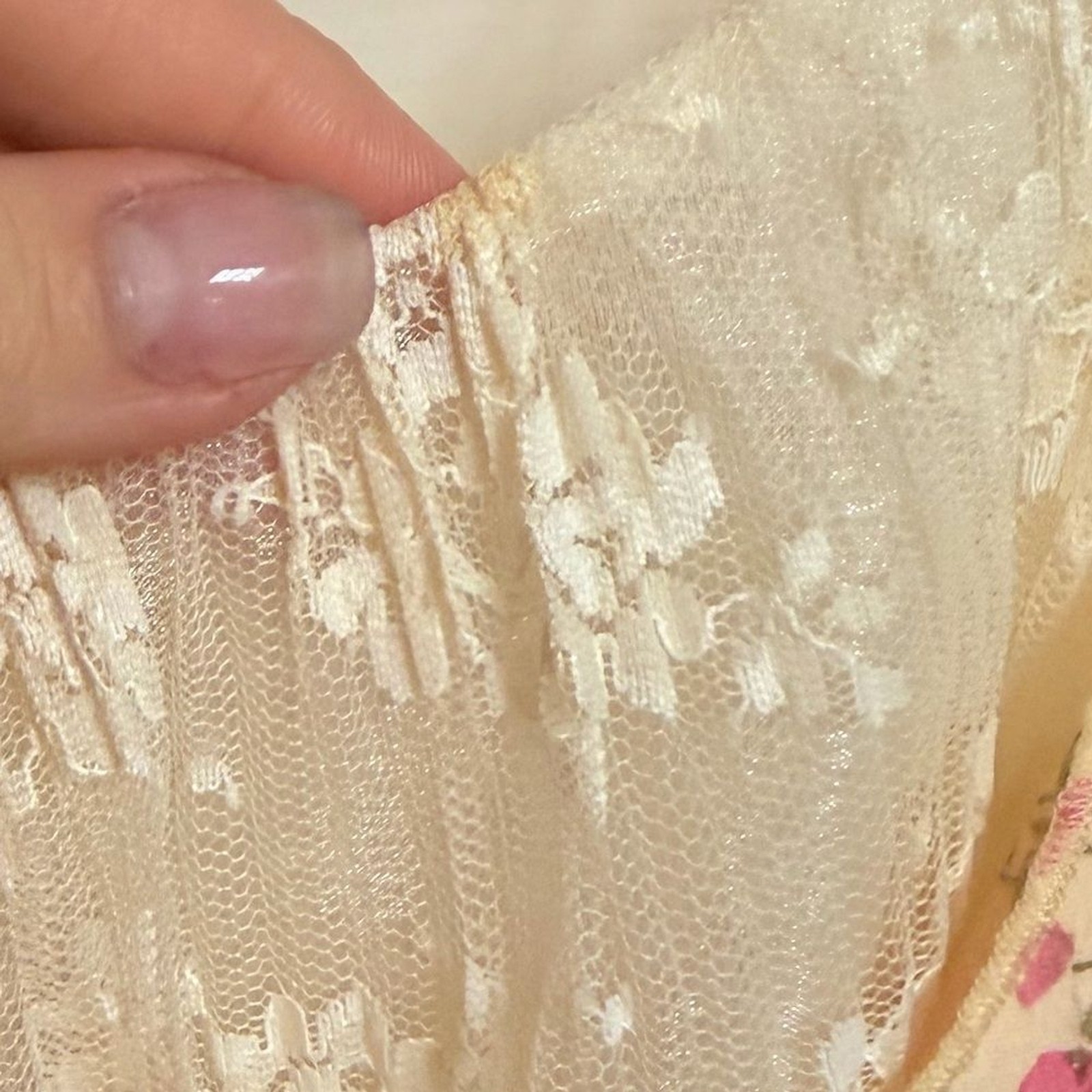 VTG RARE 1990 Hugo Busacti Victoria Secret Collection Cream & Floral Lace Dress