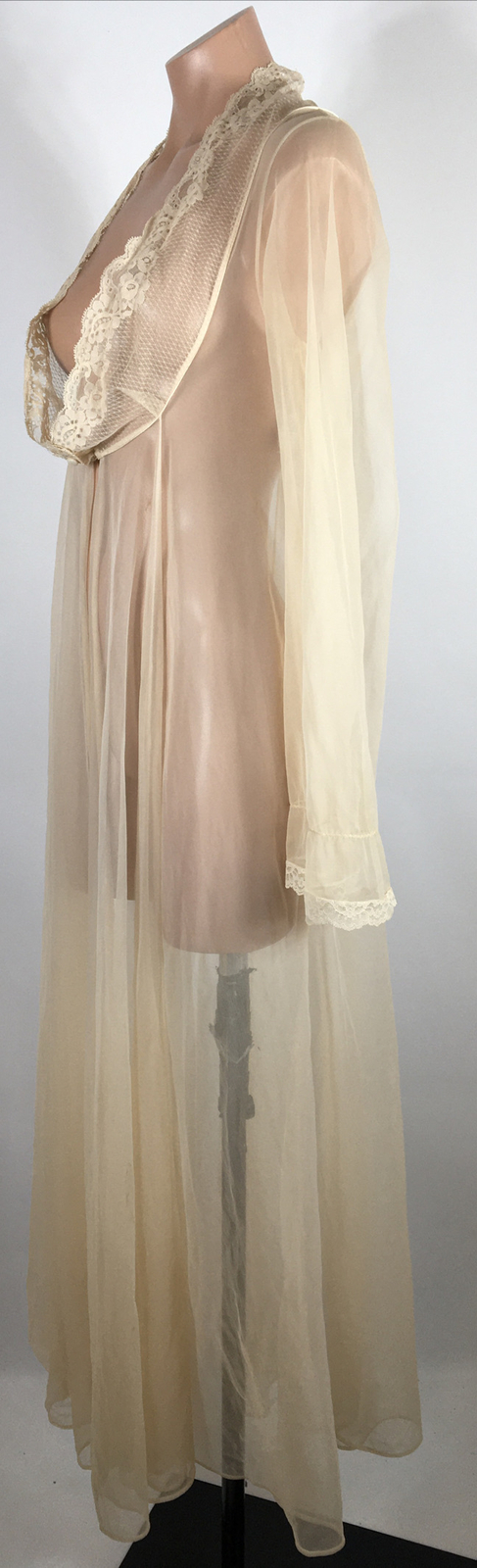 Glydons 6os peignoir negligee Hollywood gown Robe Petite S SHEER vintage