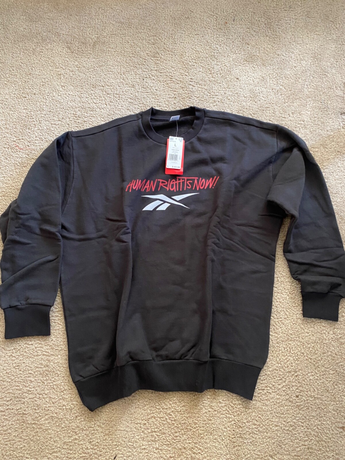 NWT Reebok Human rights now! long sleeve sweatshirt women large Black