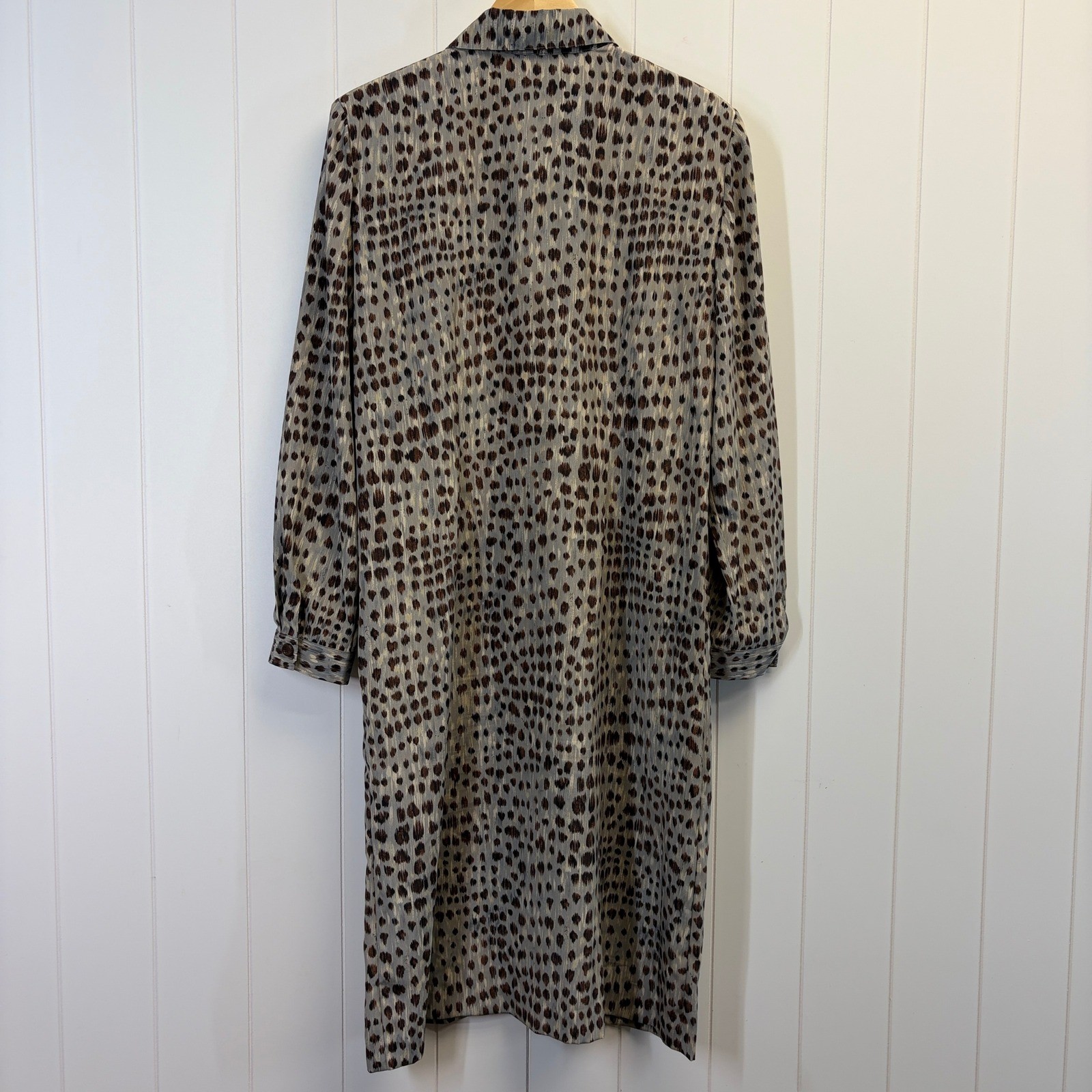 Vintage Leslie Fay 90s Abstract Animal Print Shirt Dress Women Size 12 Mob Wife