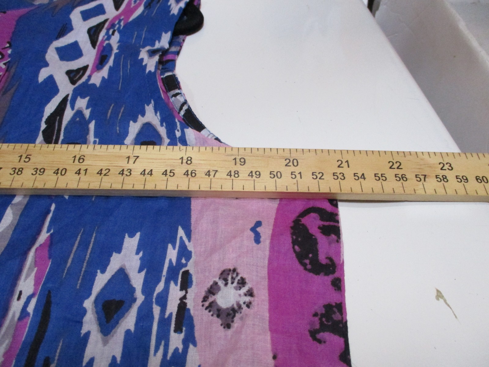 Collections ETC. Sleeveless Tunic Top Cotton Blue Pink Purple Absract Boho- L