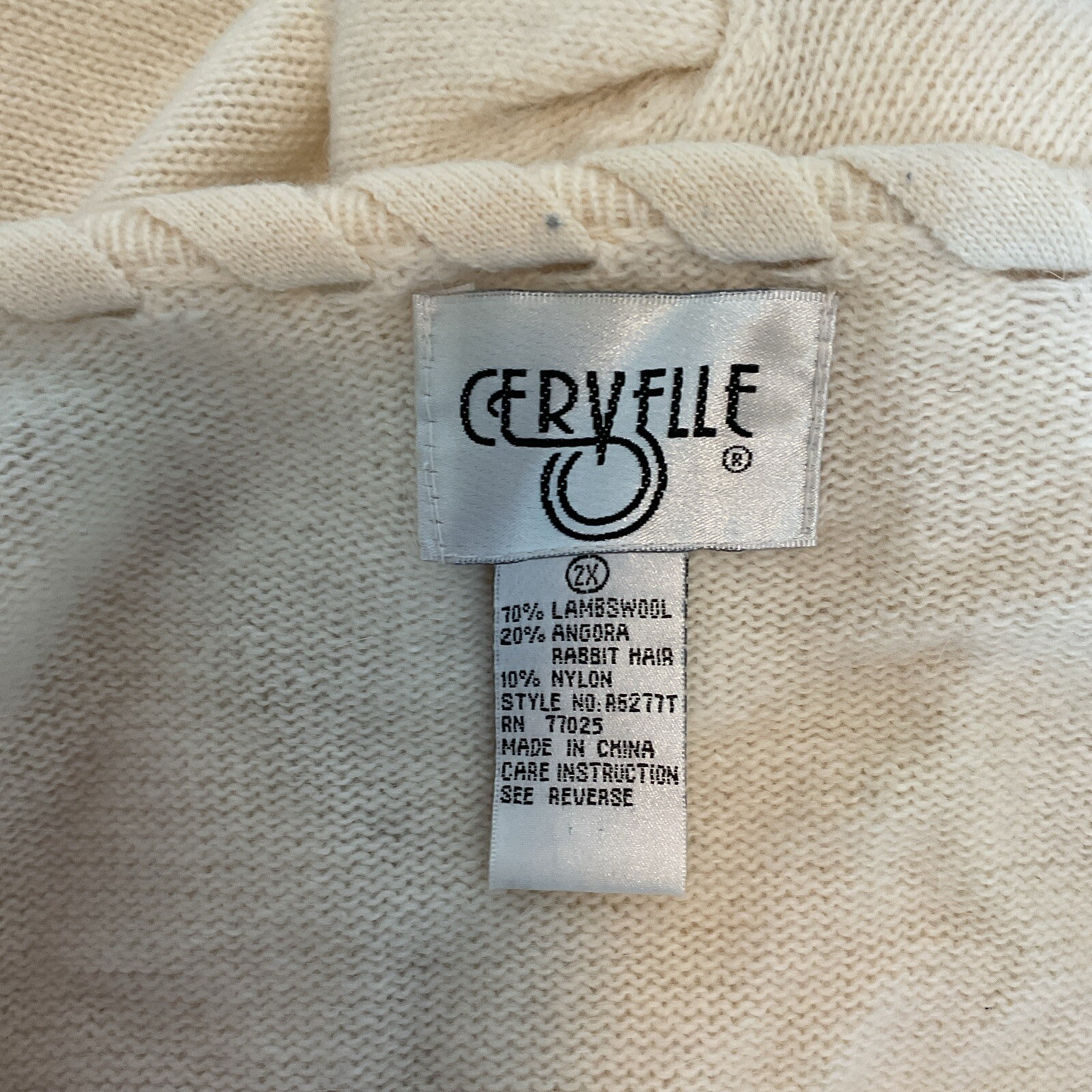 Vintage Cervelle Cardigan Sweater Ivory PLUS 2X Pearl Beads Shoulder Pads Angora