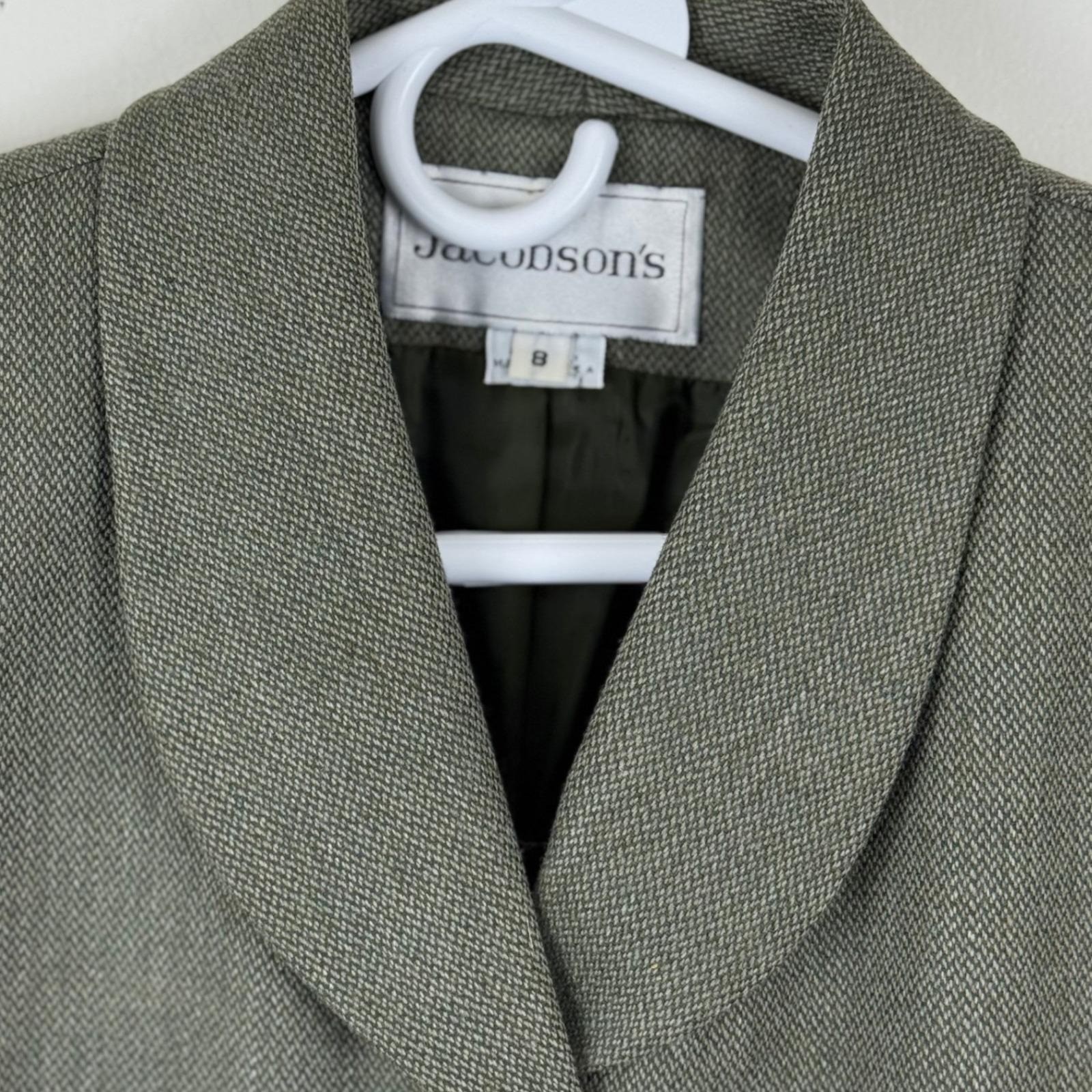 Vintage 90s Jacobson’s Herringbone Skirt Suit Olive Green Size 8 Office Classic