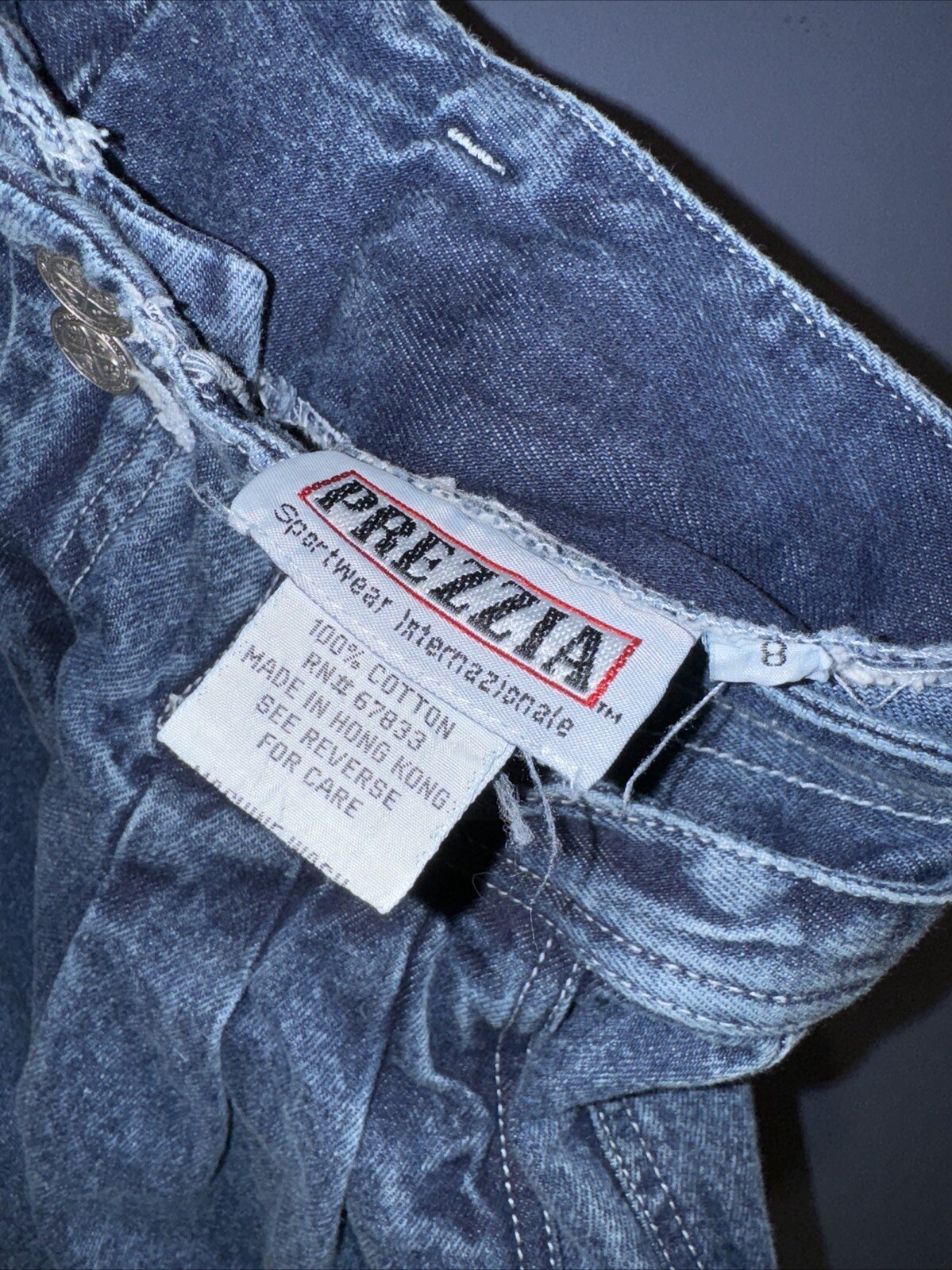 28 X 25 Denim Jeans Vintage Empire Waist Baggy, 1970, PREZZIA Slash Pocket