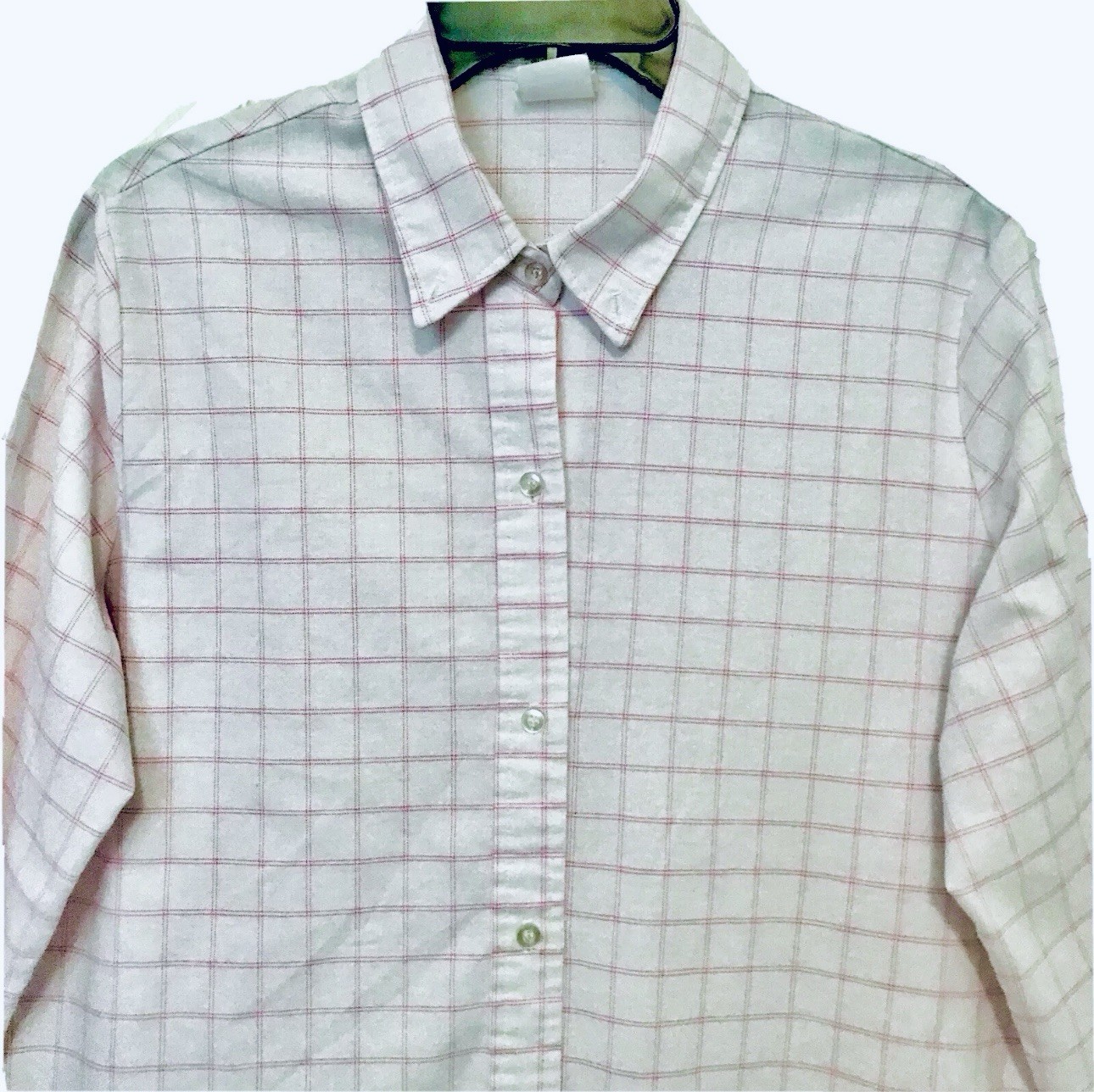 Land N Sea Vintage 1980’s Womens Size 12 Button Up Long Sleeve Window Pane Shirt