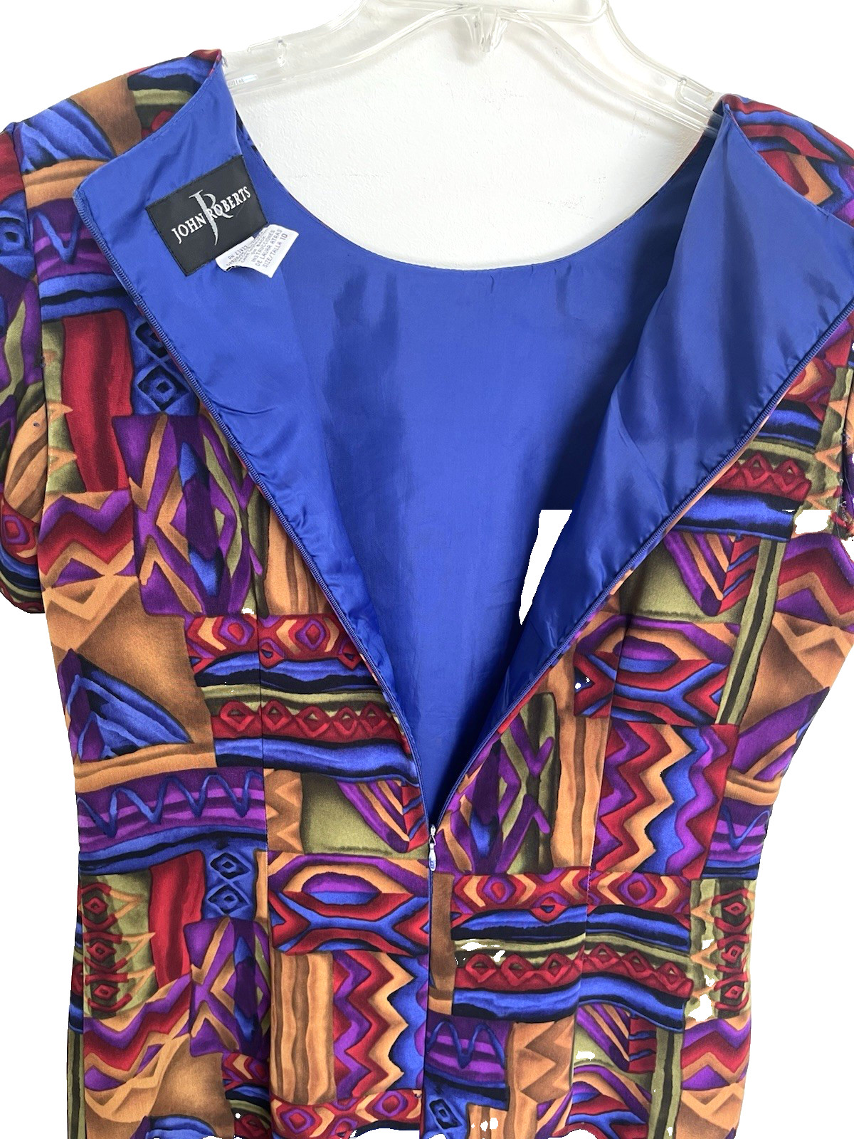 Vtg John Roberts Career Dress Abstract Shift Dress Women 10 Art to Wear Business