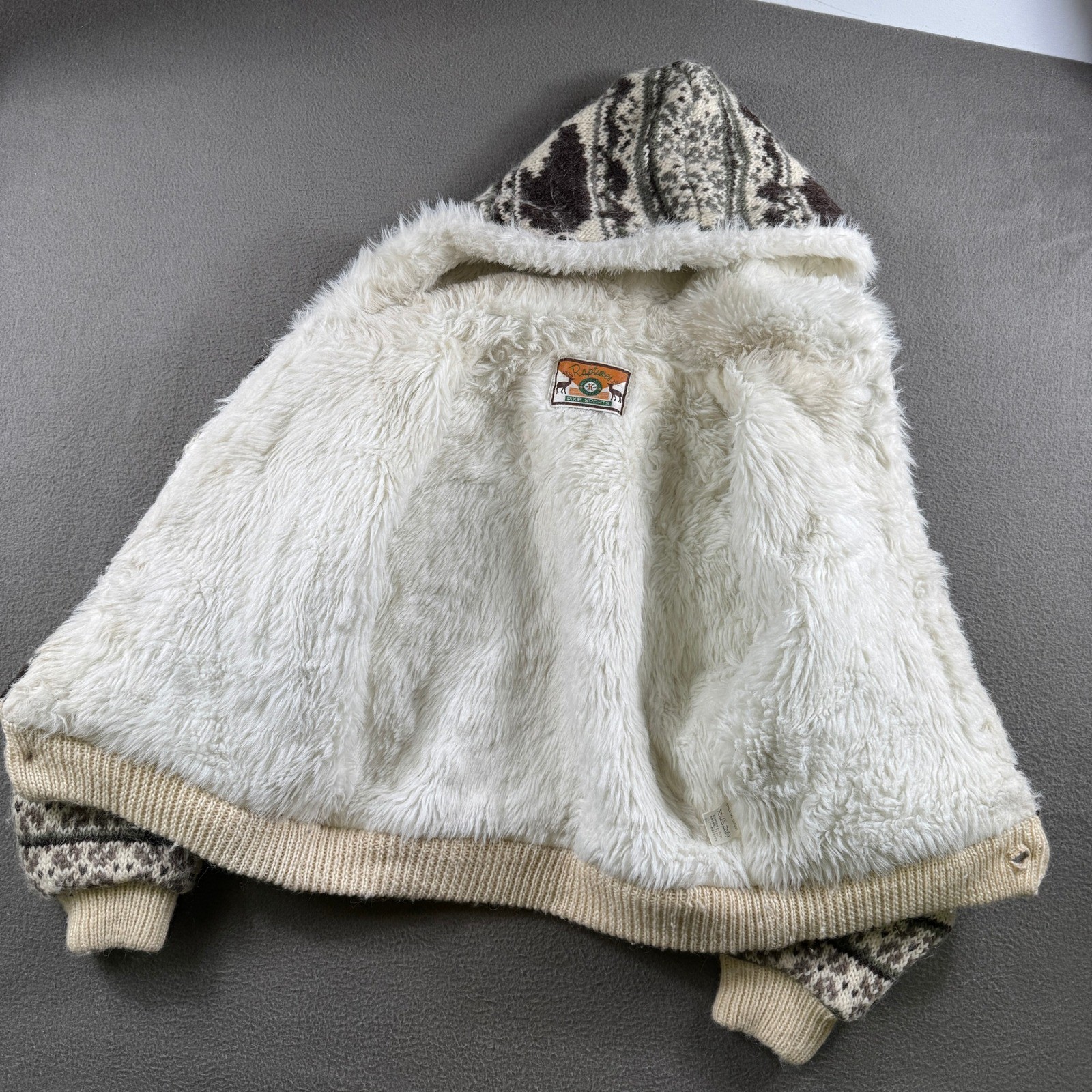 Vintage Raptures Coat Women XL Brown Bear Hooded Sherpa Lined Jacket Thick Boxy