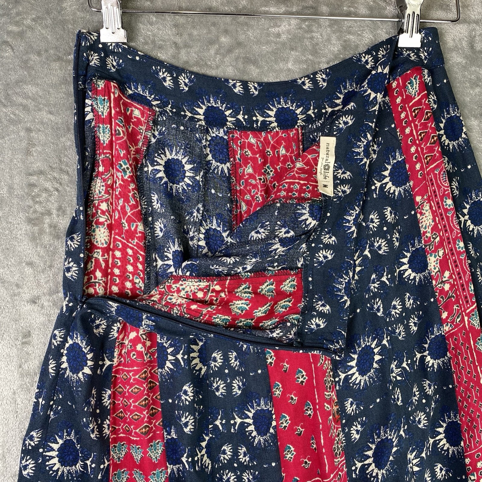 Natural Life Skirt Womens Sz M Floral Mix It Up Patchwork Maxi Boho Artsy Hippie