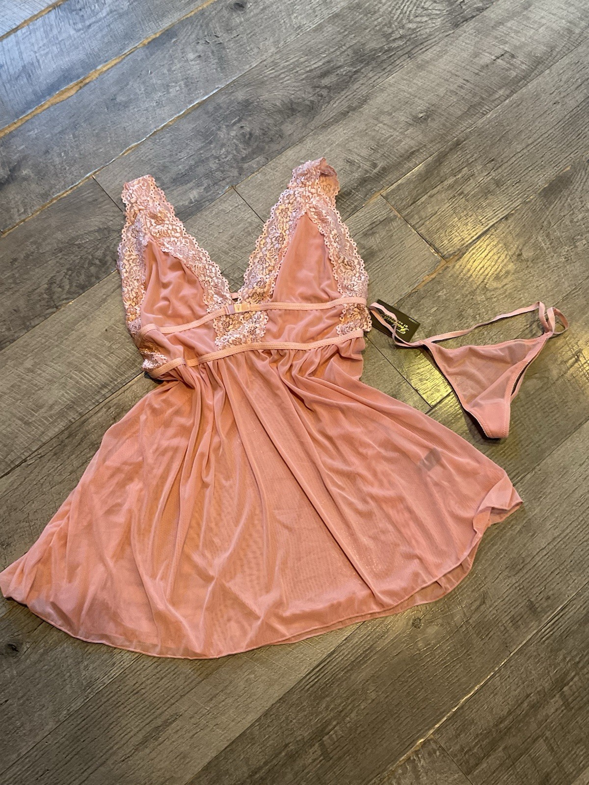 VTG Sheer Babydoll Pink Bride 3X/4X Plus Size Chemise Slip Lingerie Fairy NWT