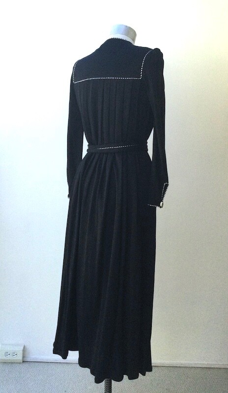 Vintage 1970’s John Bates Jean Varon Long Black Jersey Dress