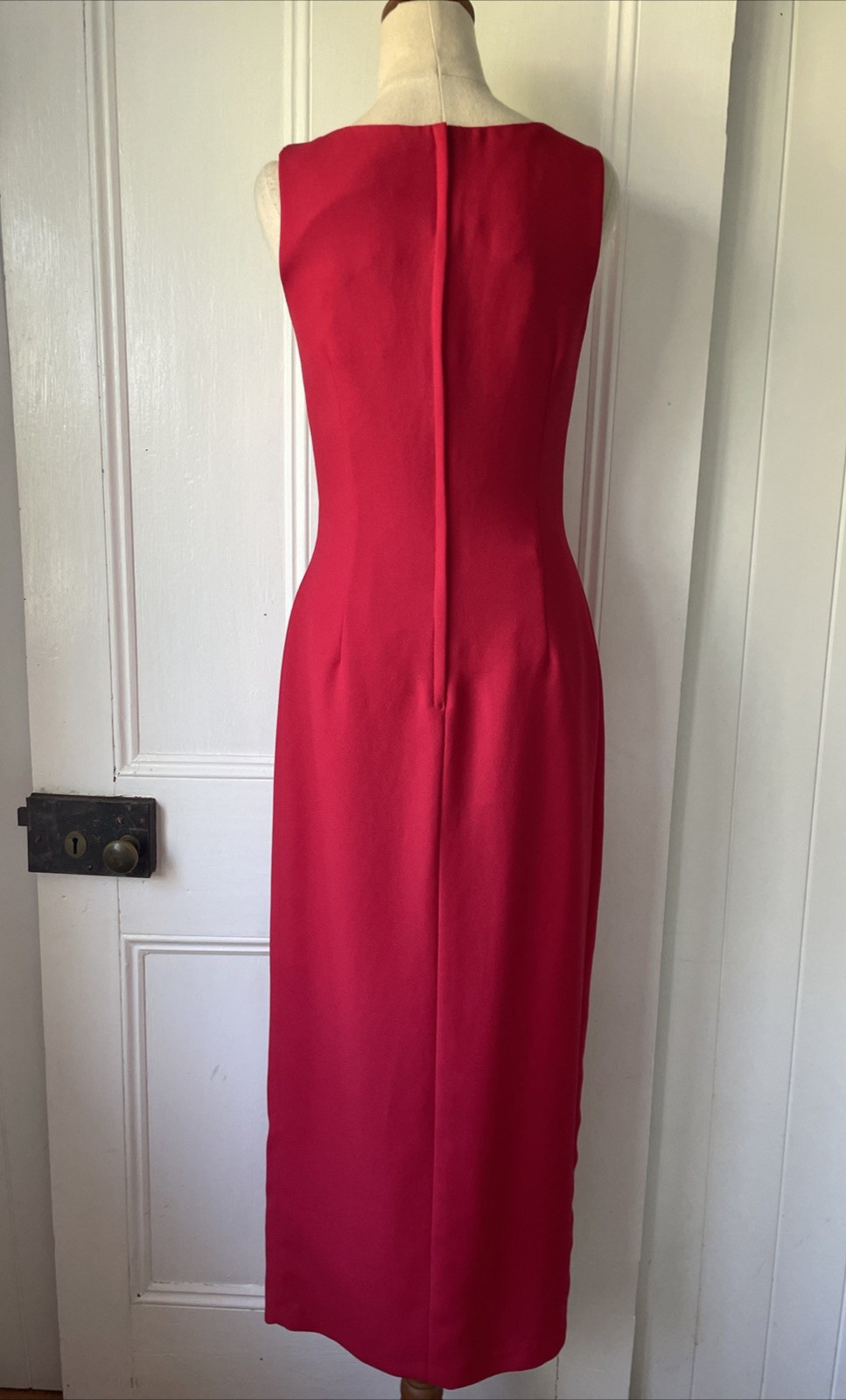 90s Minimalist Size AU 8 XS Red One Shoulder Silver Chain Evening Dress Y2K EUC
