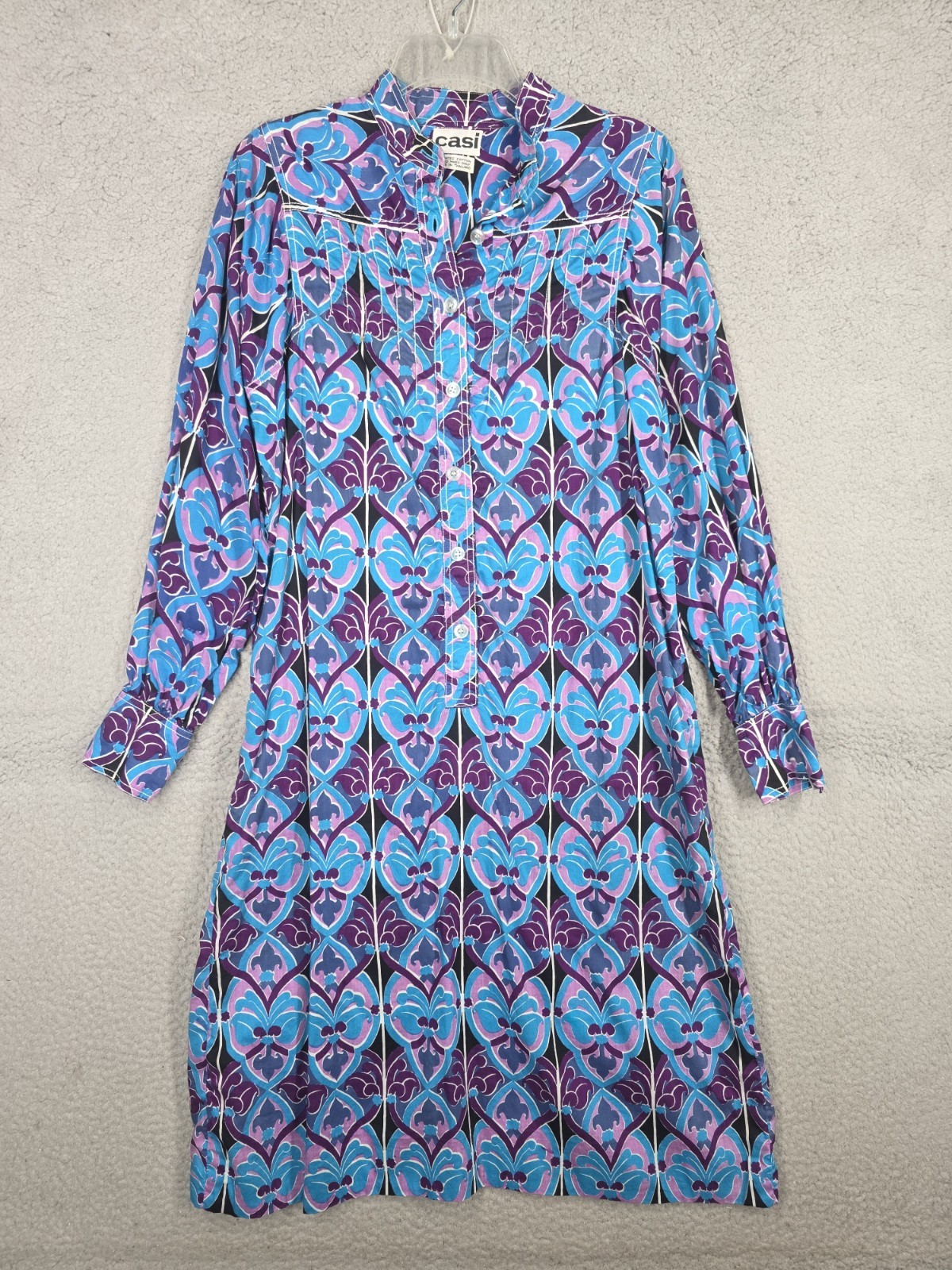Vintage Shirt Dress Size Large Casi Long Sleeve Paisley Long Sleeve Midi