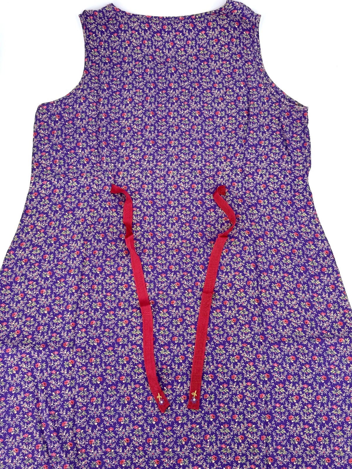 VTG 90s April Cornell Purple Ditsy Floral Rayon Maxi Shift Dress XL Cottagecore