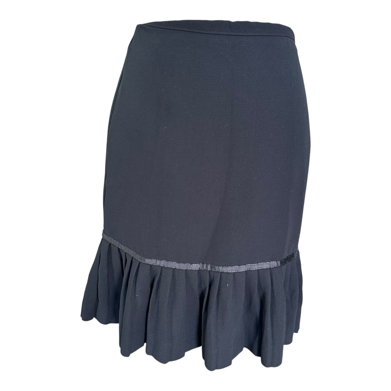 Vintage S.C. Basics Black Ruffle Hem Skirt Size 8 90s Academia Preppy