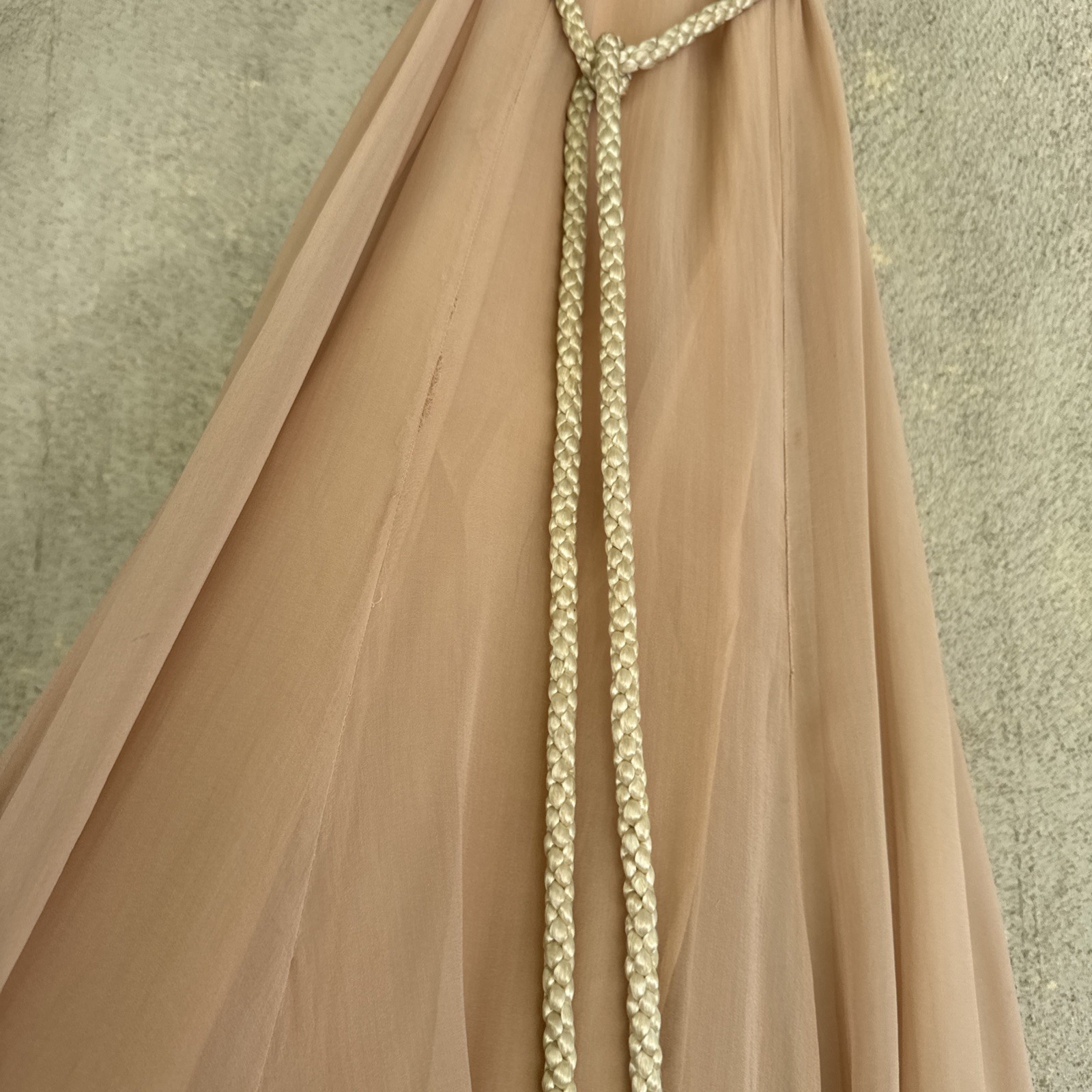 Vintage 1930s Lightest Pink Silk Chiffon Gown Triple Strap Maxi Fairy Dress