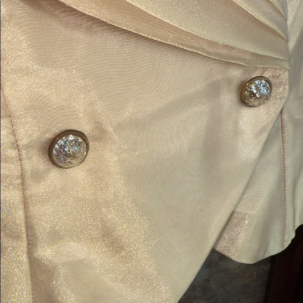 Vintage chic gold two piece Watters & Watters formal peplum top skirt set XS