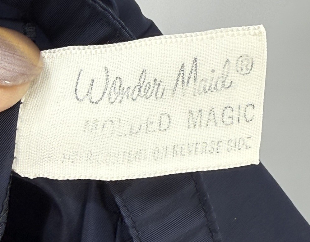 Vintage Navy Taffeta Wonder Maid Molded Magic Lingerie Full Slip Sz 38 Pin Up