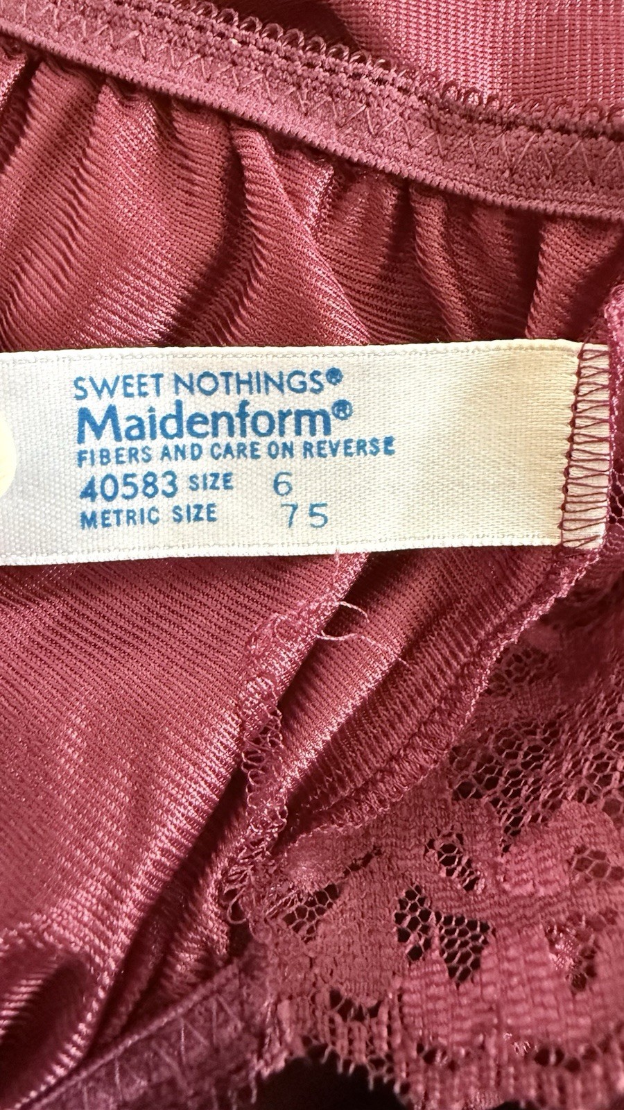 Maidenform Sweet Nothings 6 M Bikini All Antron III Nylon Shiny Satin Lace USA