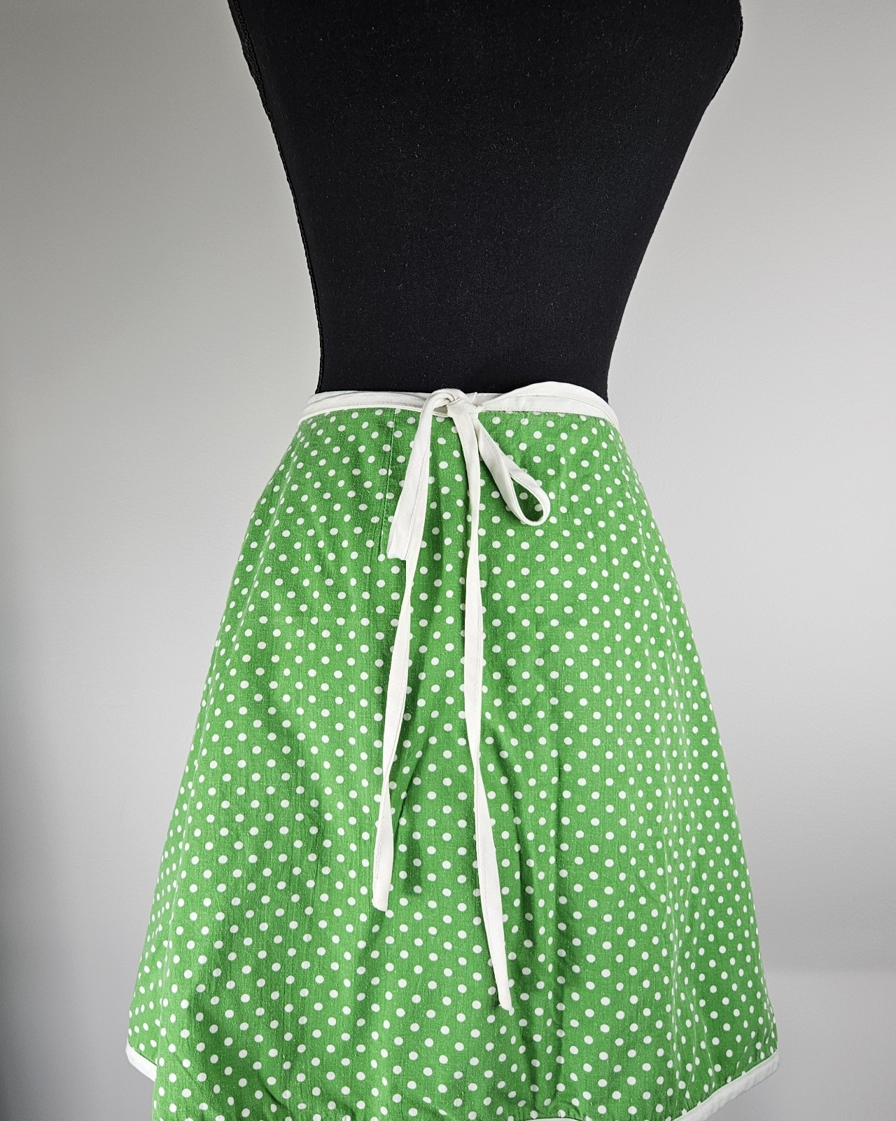 RETRO VINTAGE 1970S AUSTIN HILL *REVERSABLE* WRAP SKIRT GREEN POLKA DOT/ STRIPES