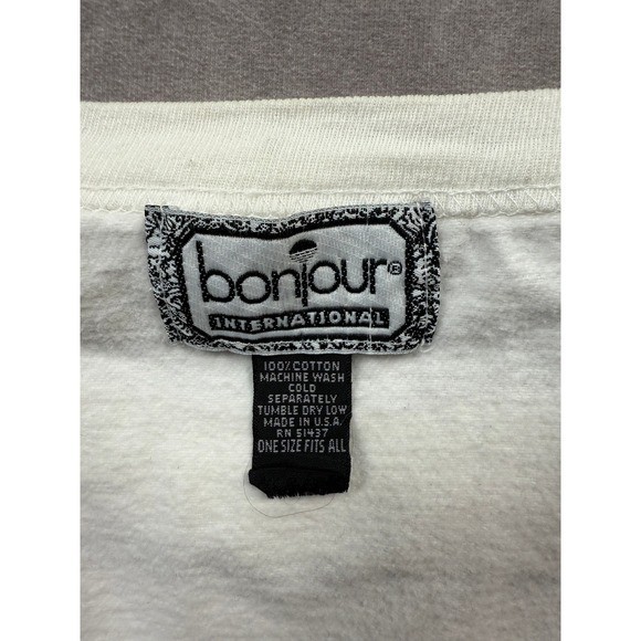 VTG Bonjour International White Floral Print Sweatshirt S Cottagecore French