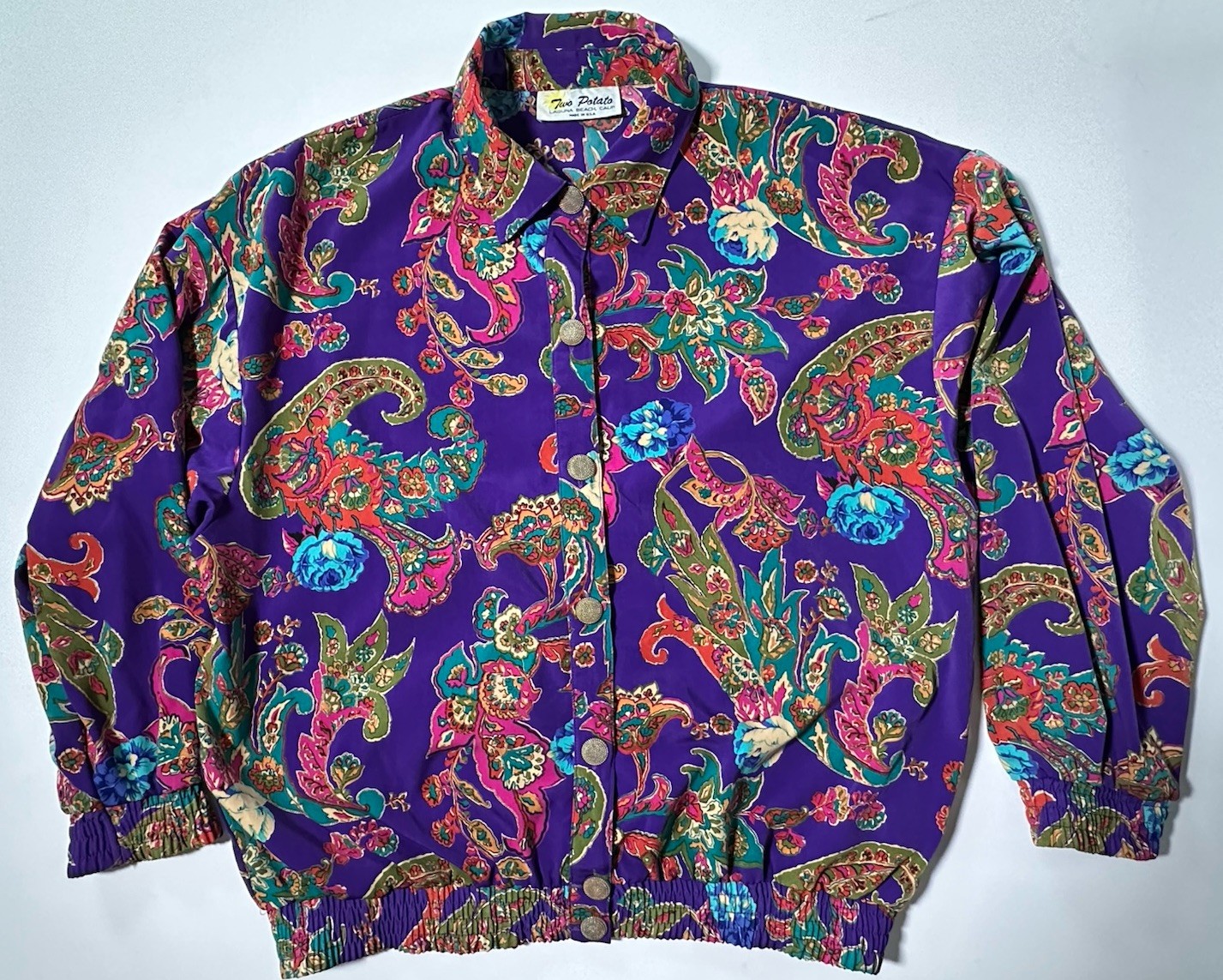 Vintage 1960s Two Potato of Laguna Beach, CA Paisley Jacket Blouse Sz XL EUC
