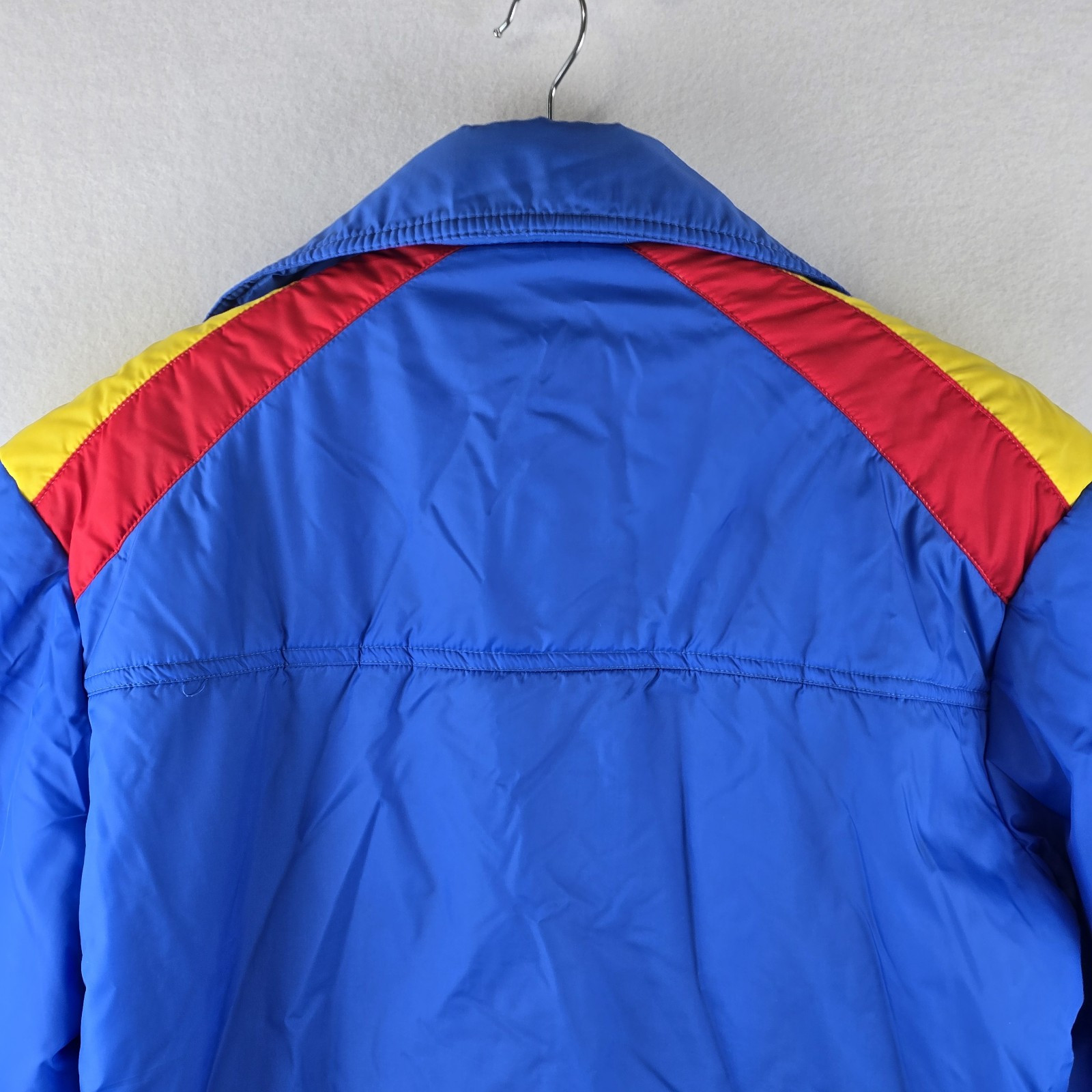 Vintage 80s Snuggler Ski Wear Jacket XL Blue Yellow Red Stripe Retro Colorful