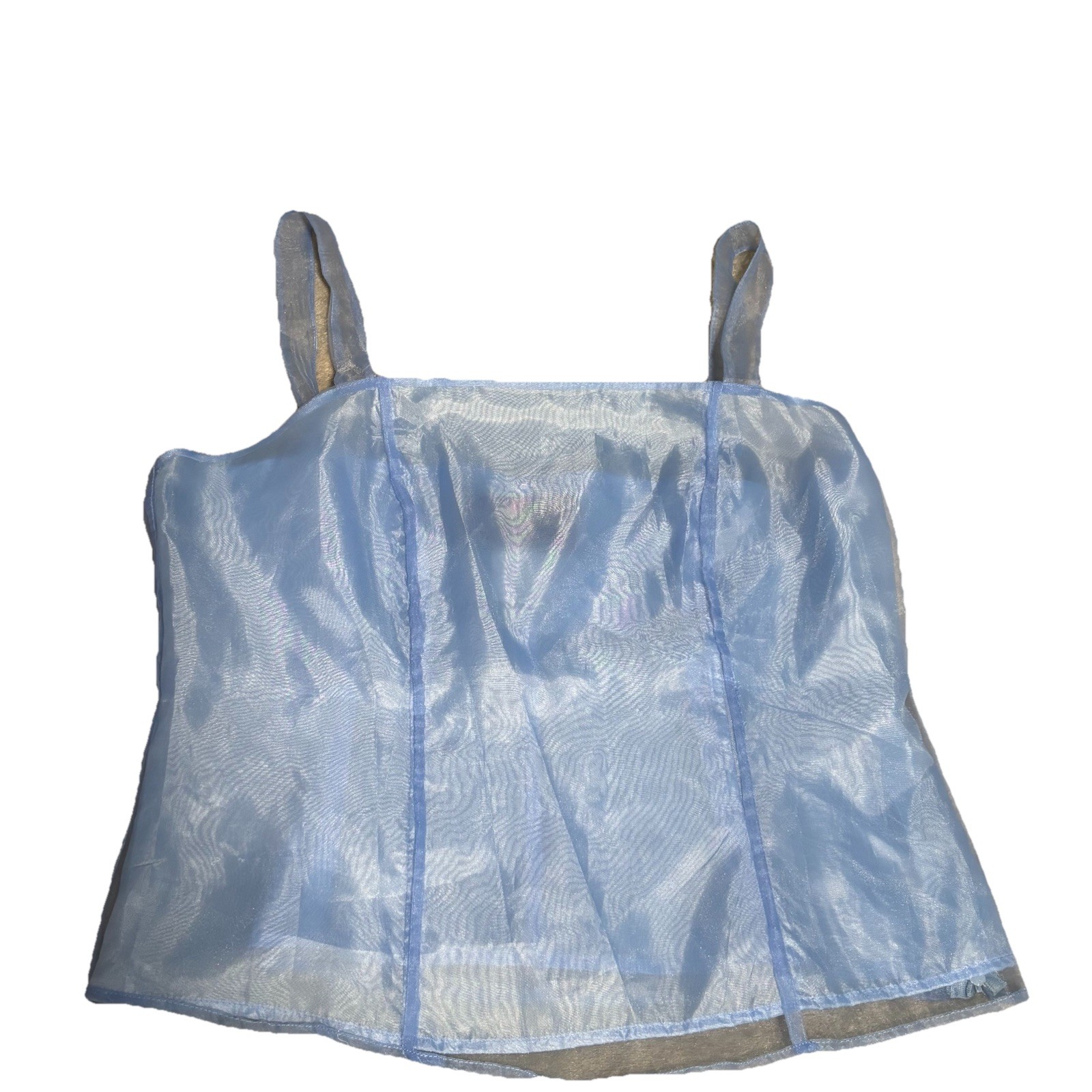 Vintage Milano Couture Sheer Light Blue Tank Top Corset Cami Size 10 Renaissance