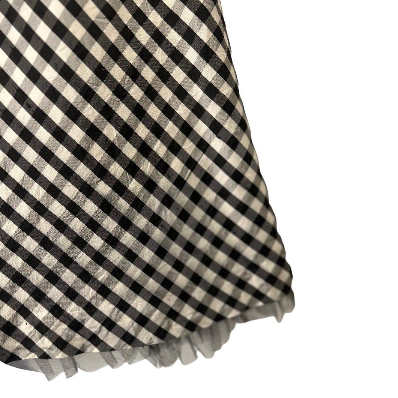 Vintage Maria Casero 90s Silk Gingham A-Line Skirt S Tulle USA Made Fairy Grunge