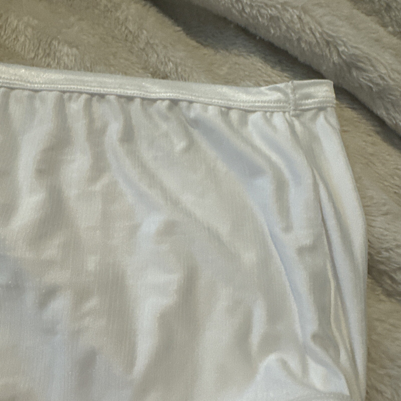 Vintage VANITY FAIR Brief PANTY WHITE Satin NYLON Stretch Second Skin 10/ 3XL