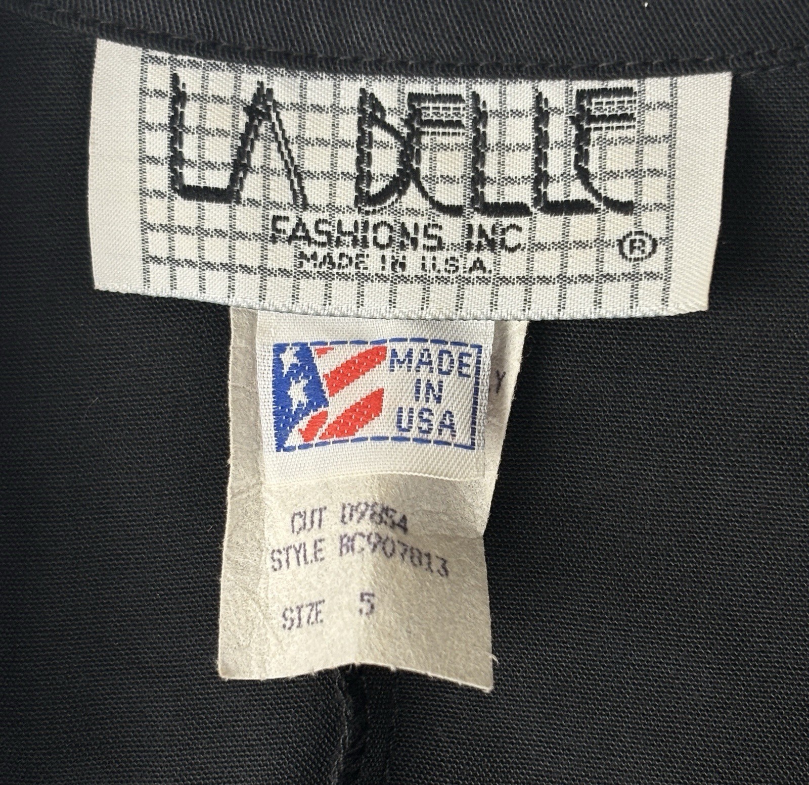 Vintage LaBelle Black Double Breasted Sleeveless Midi Dress Size 5 USA