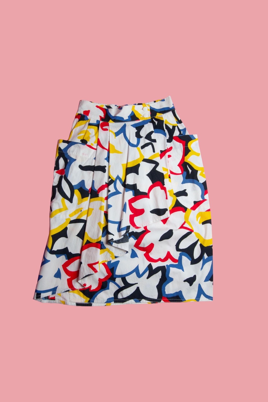1980s GUY LAROCHE ENSEMBLE. Abstract Floral Print Two Piece Set. Extra Small