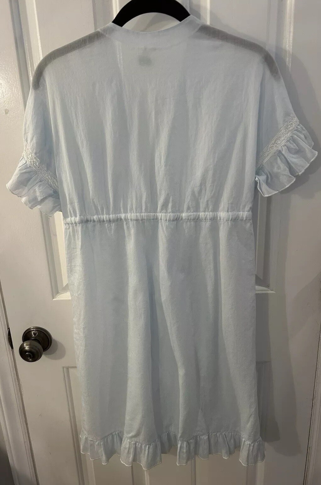 Vintage Jade Rio Women’s Size 42 (S) Blue Cotton – Embroidered, Lace Short Robe