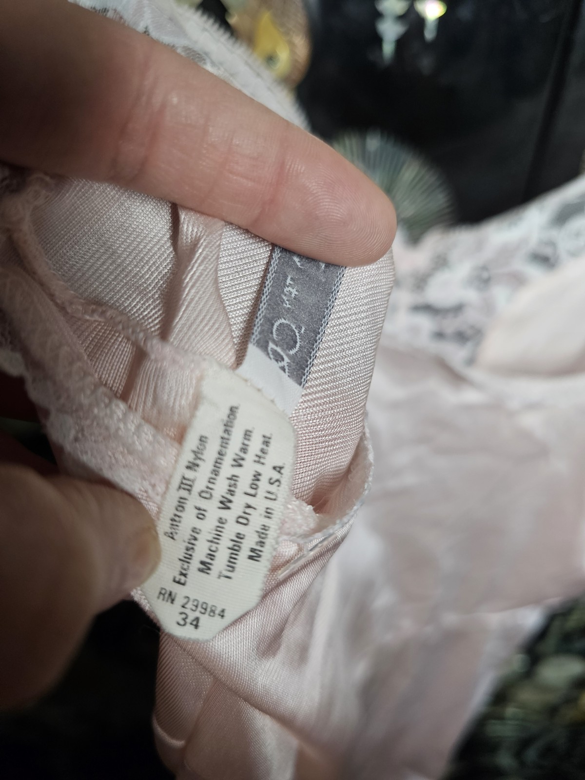 Vintage Ashley Taylor Pink Satin Nylon Lace Camisole USA Small 34 Slip Dress