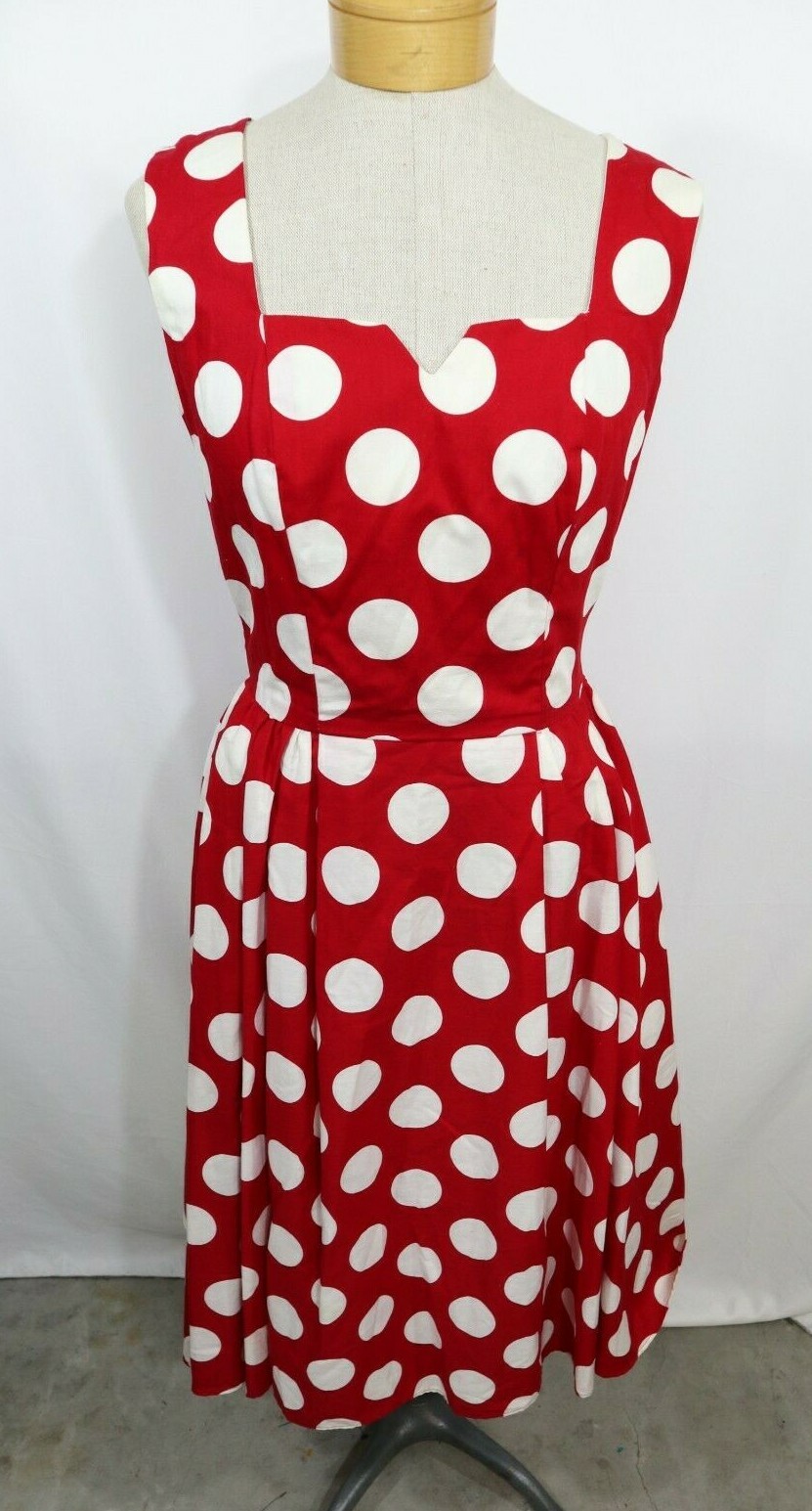 Vintage Ned Gould N.R1 Polka Dot Bombshell Retro Rockabilly Dress Size 8 USA