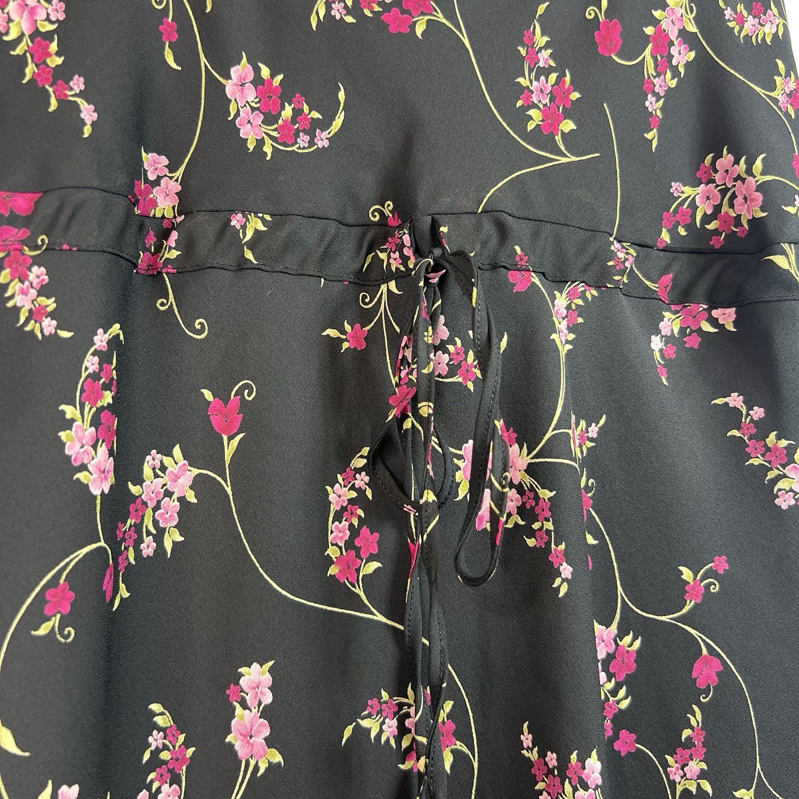 Vintage All That Jazz Dress Black Pink Floral Lace Trim Size 5/6 Fairy Whimsical