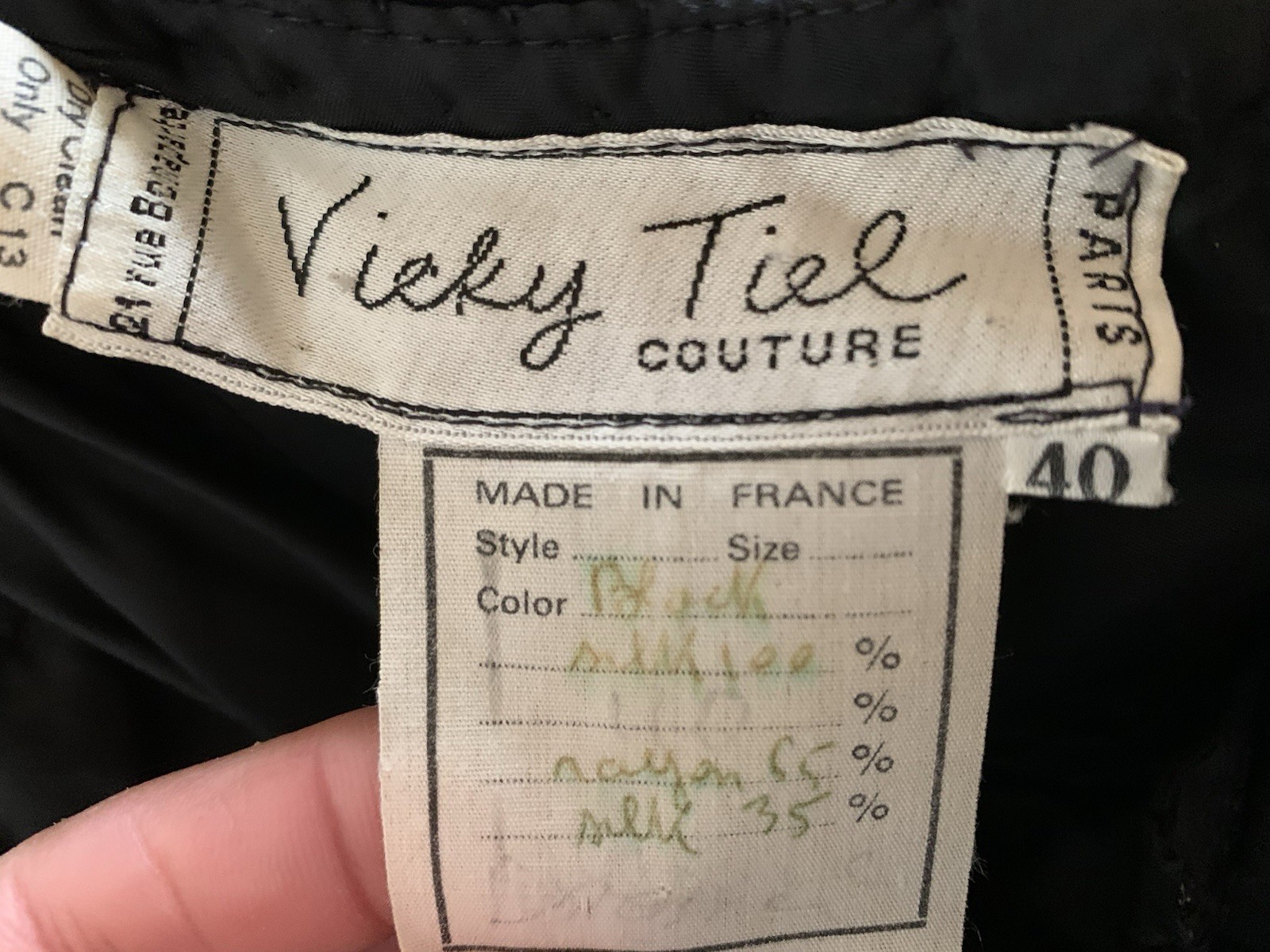 Vintage VICKY TIEL COUTURE 1980’s Velvet Ruffle Cocktail Party Dress Euro Sz 40