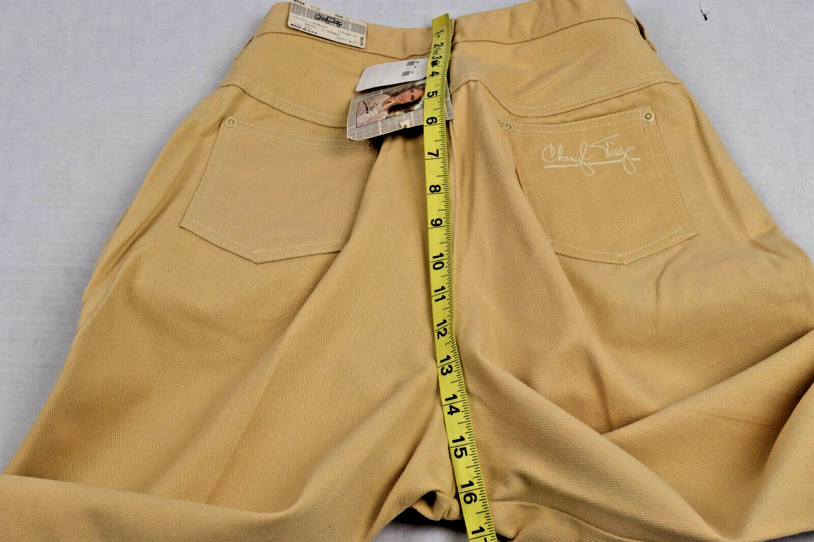 Vintage Cheryl Tiegs Pants Size 32 x 32 80s Chamois Tan Signature Made USA NWT