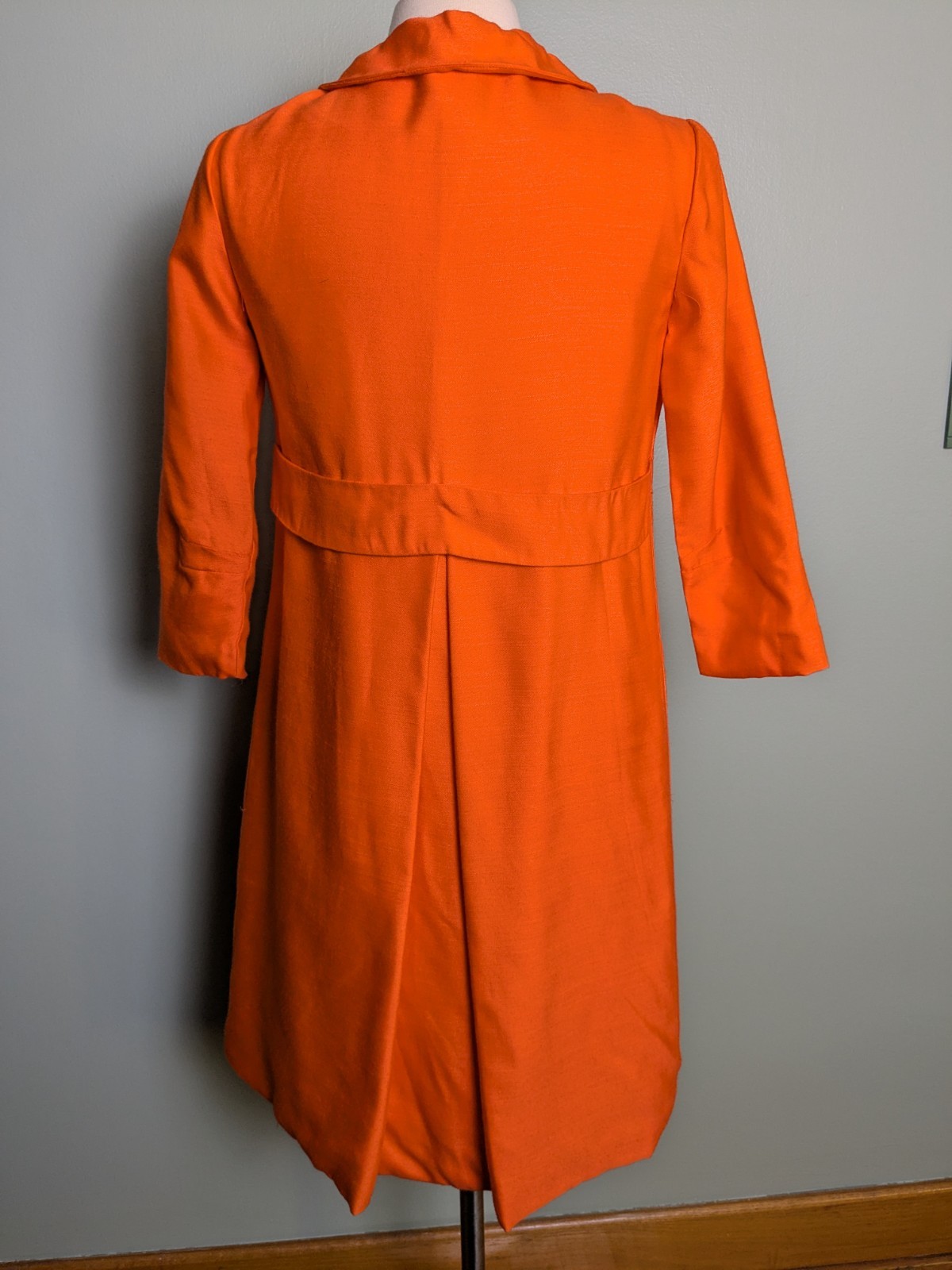 Vibrant Orange Vintage Peter Pan Collar 3/4 Spring Jacket And Wiggle Dress Set