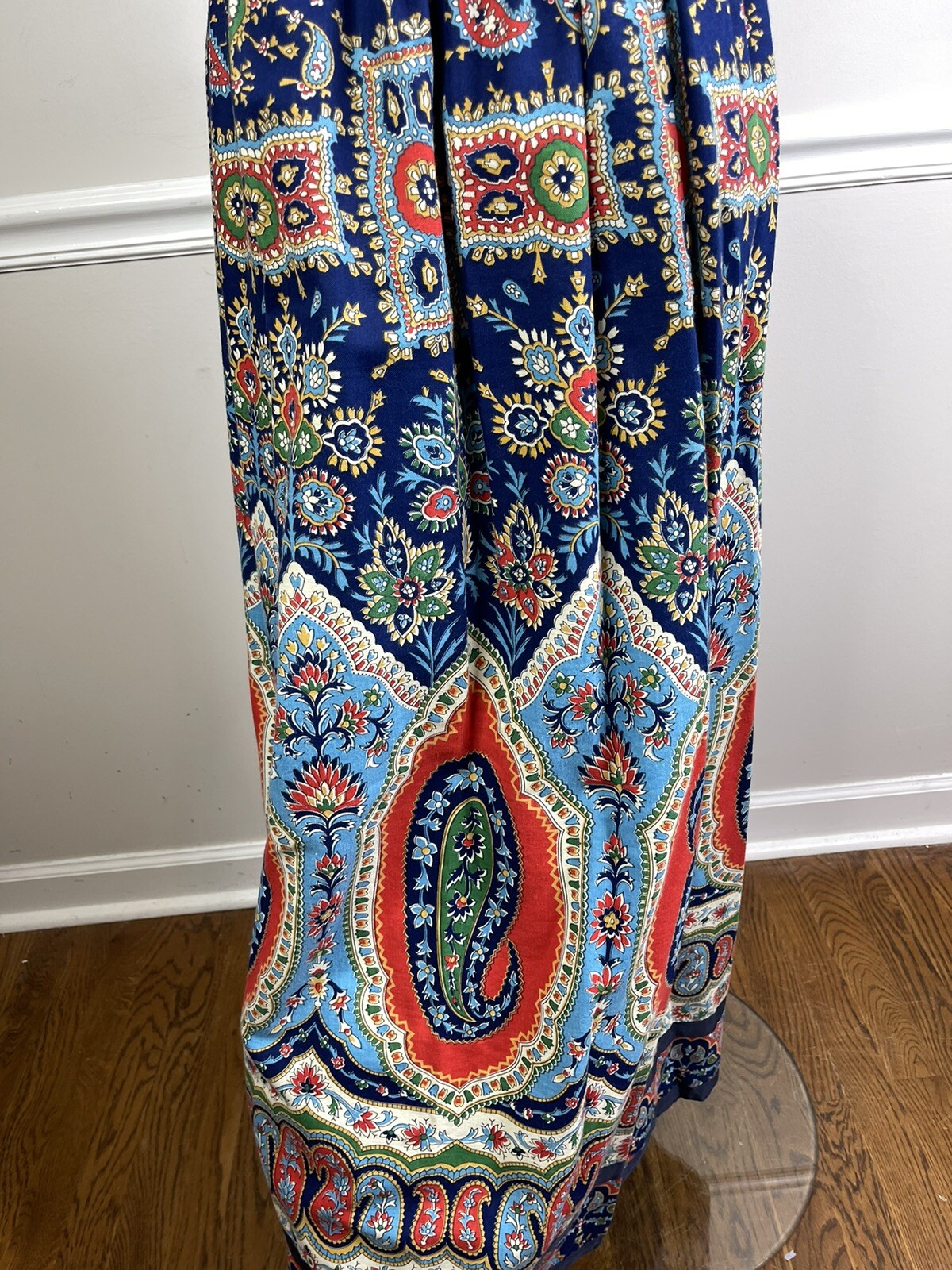 Vintage Mr. Hank Patchwork Handkerchief Hippie Paisley Floral Bow Maxi Skirt L