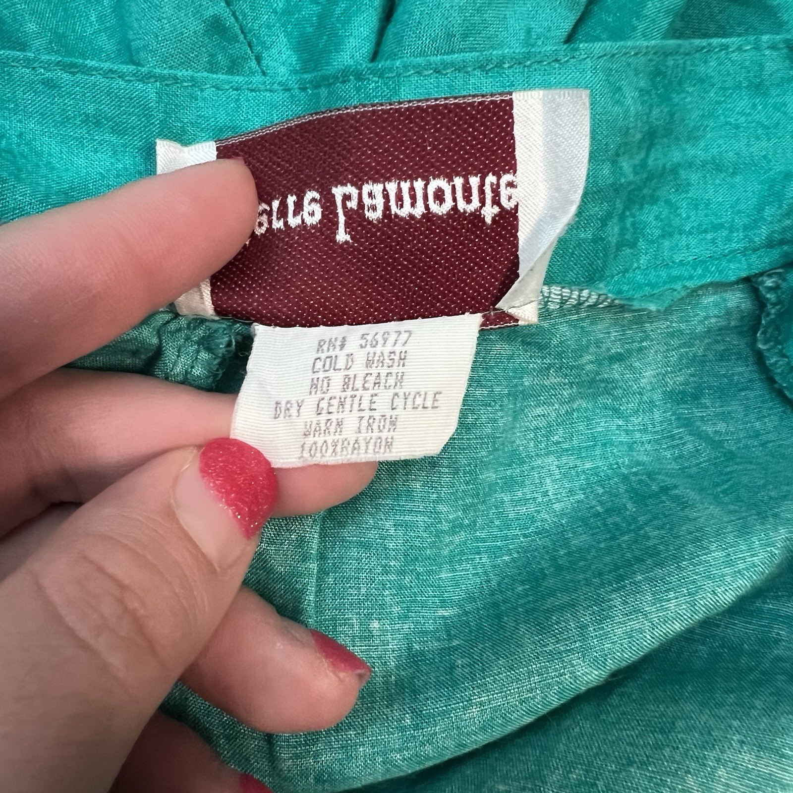 Vintage Pierre Lamonte Teal Rayon Wide Leg Pants Size M 29 Waist