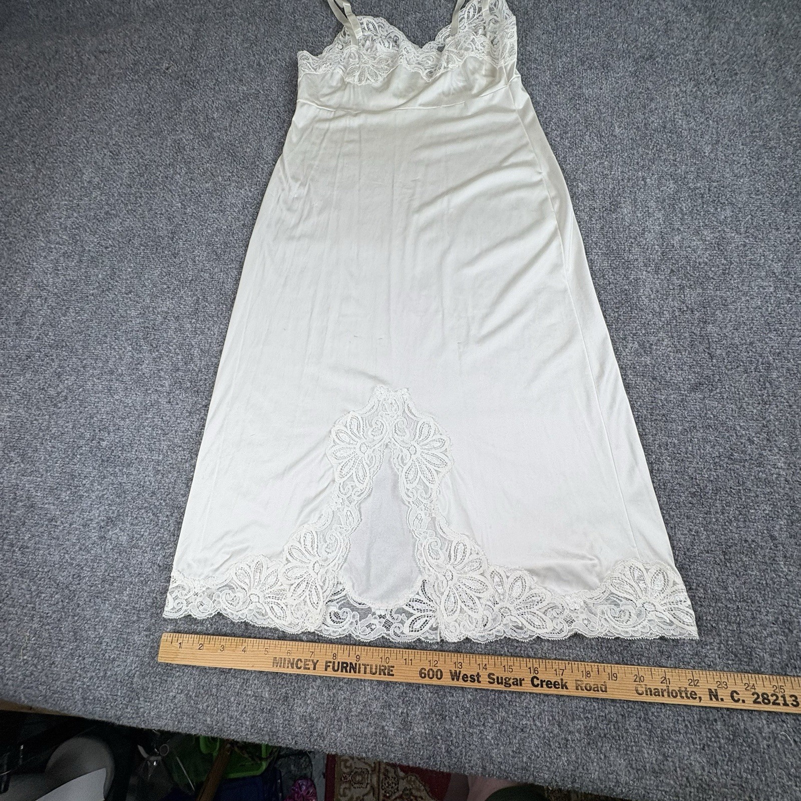 VTG 90s Shadowline Slip Dress Women 34 MS White Coquette Romantic Regency Y2K