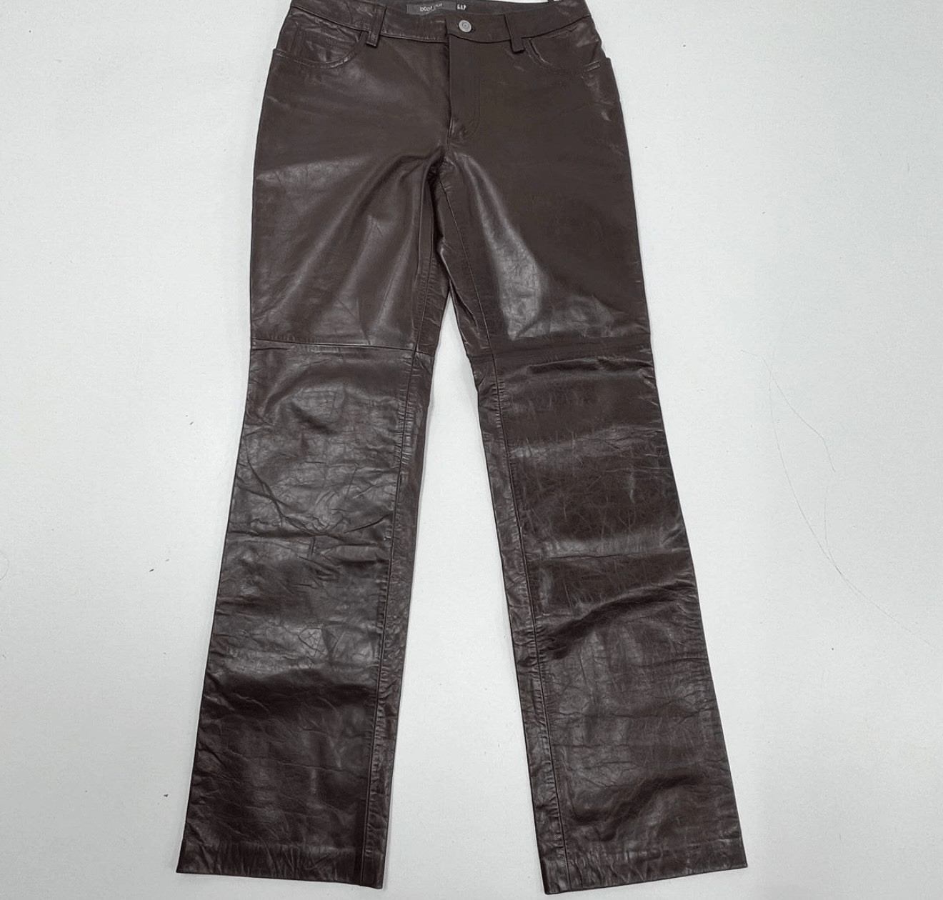Vintage Y2K Gap Women’s Brown Genuine Leather Boot Cut Pants Size 4