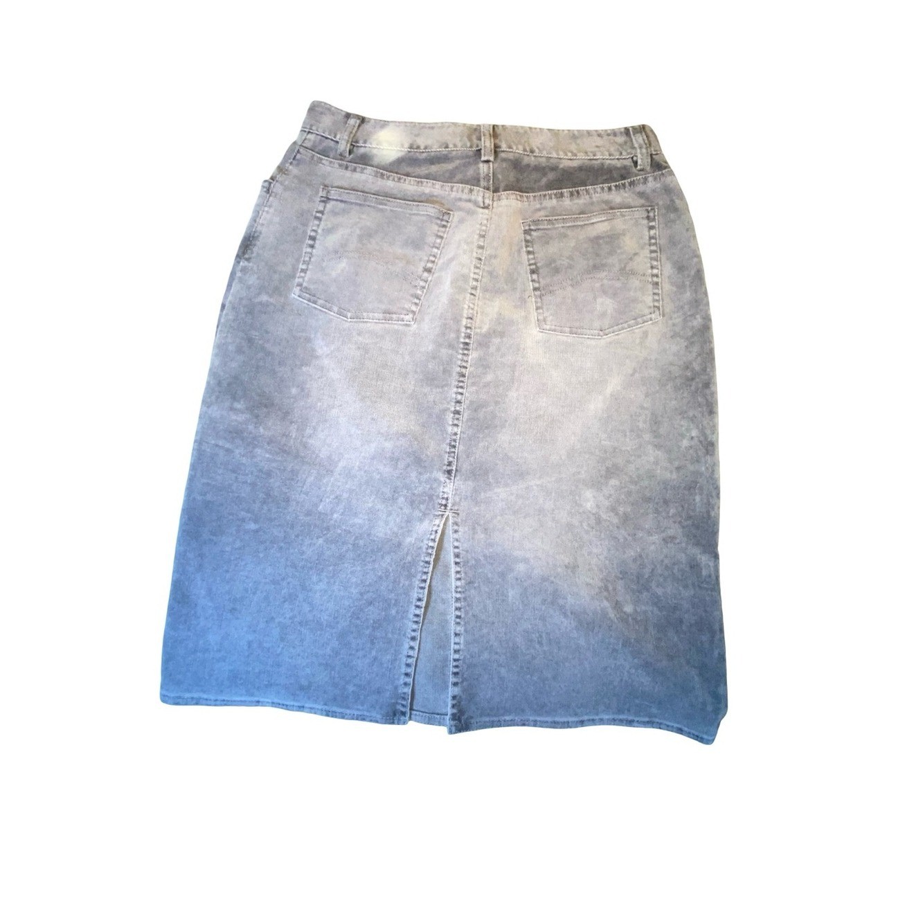 Armani Exchange Gray Acid Wash Denim Midi Skirt Size 4 Vintage Look