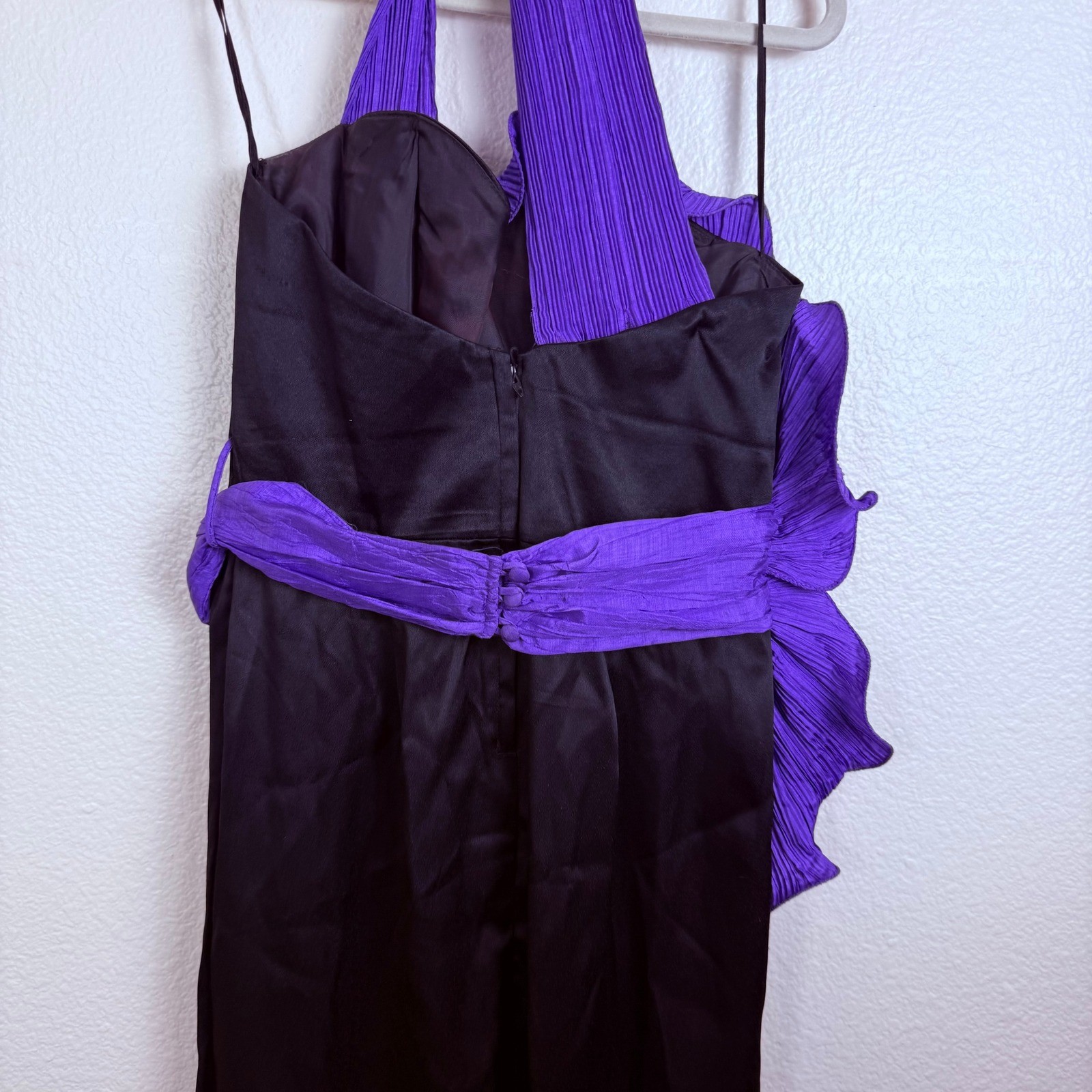 B.B. Collections Barbara Barbara Dress Rare 10 Black Purple Teal Vintage 80s