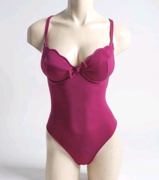NEW! Vtg 90’s Wonderbra Built-in Bra One Piece Fuchsia Swimsuit Multi-Way! 36B