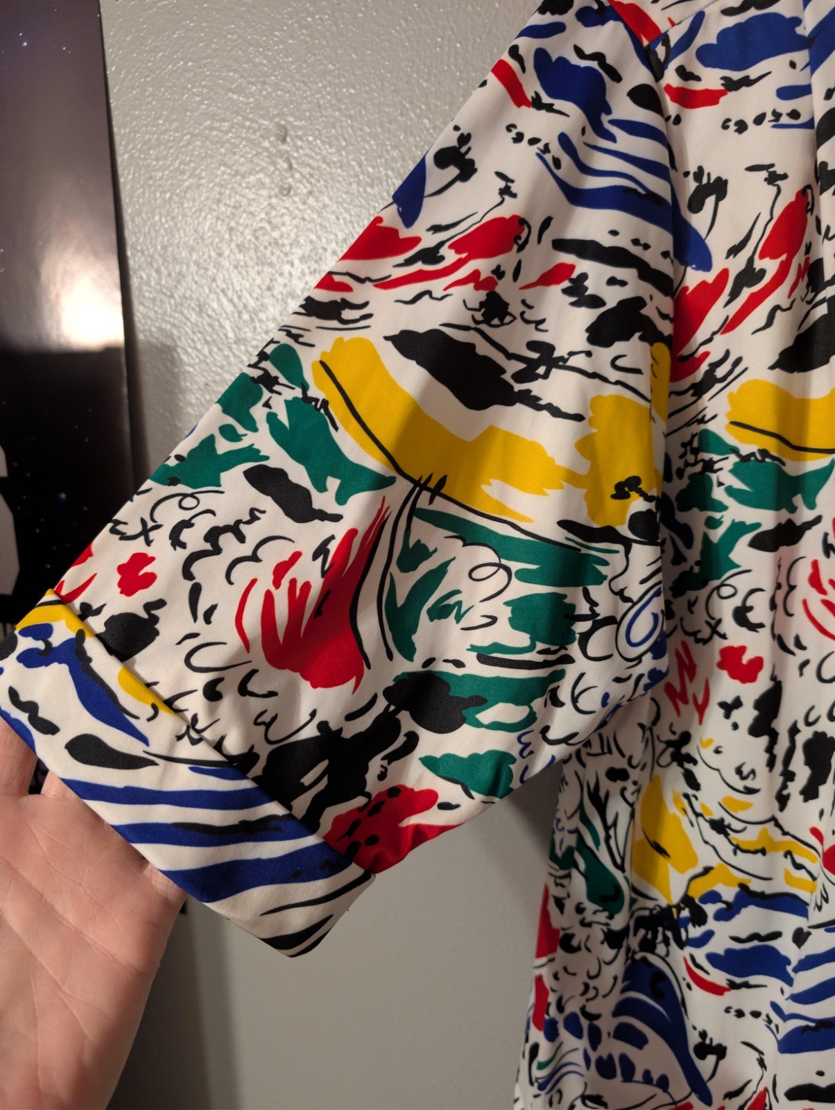 Vintage 80s Top Notch Abstract Art Paint Splatter Button Up Shirt Women Plus 18W