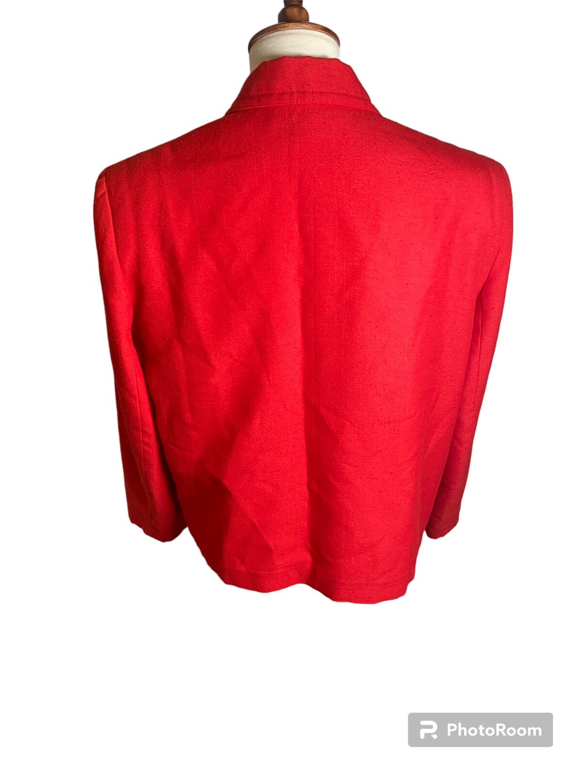 Vintage 80s Red Blazer With Shoulder Pads And Bottom Buttons