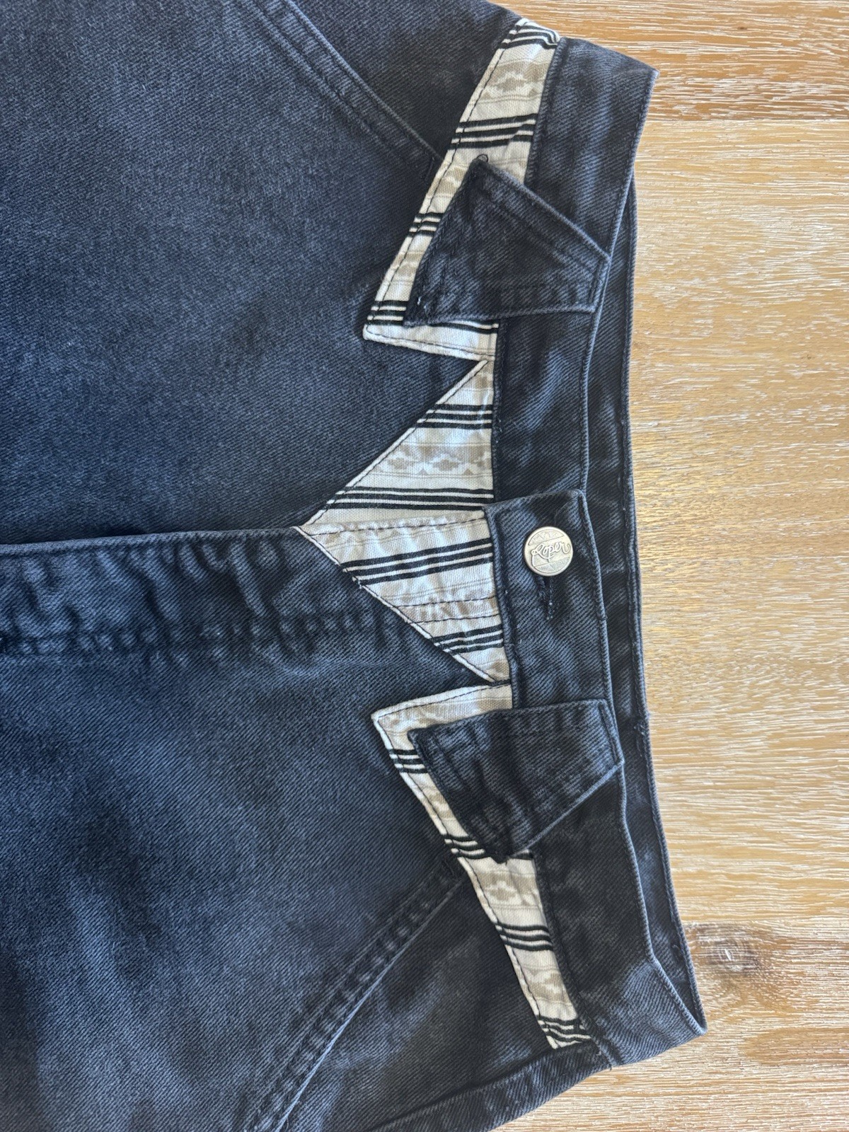 Vintage Roper High Rise Bareback Western Jeans Aztec Yoke Made in USA Size 7